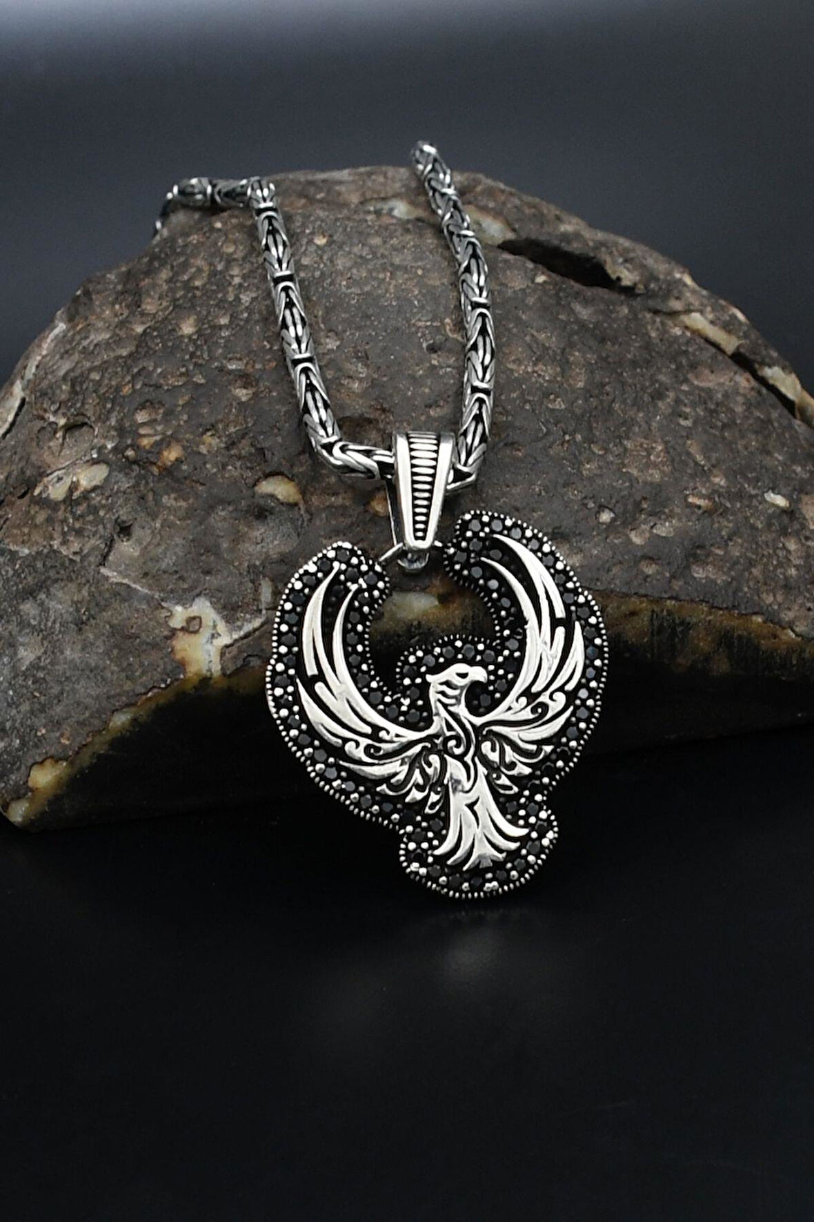 Anka kuşu 925 Ayar Gümüş Kolye Kral Zincir 2Mm 901857