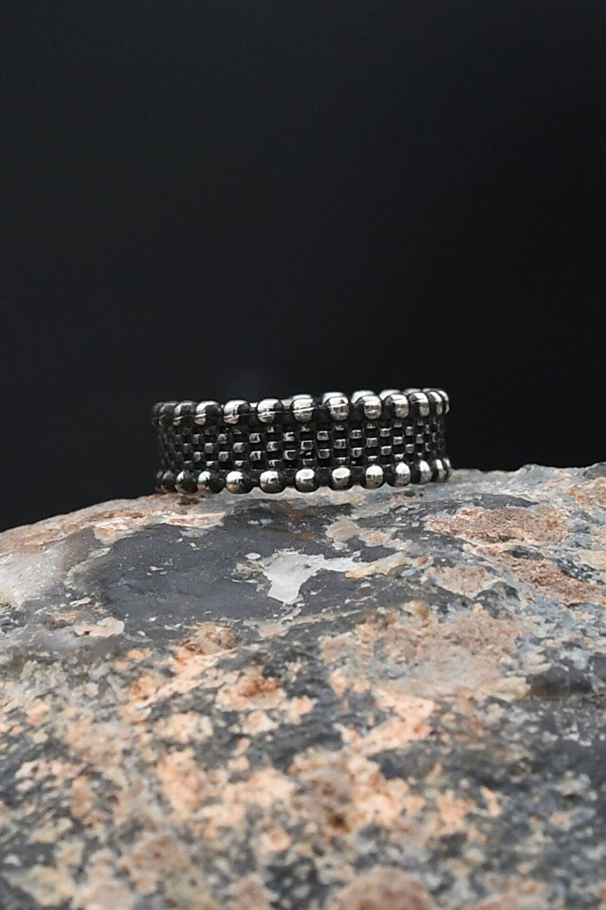 925 Ayar Gümüş Erkek Alyans Yüzük Hasır Kordon Desenli 901902