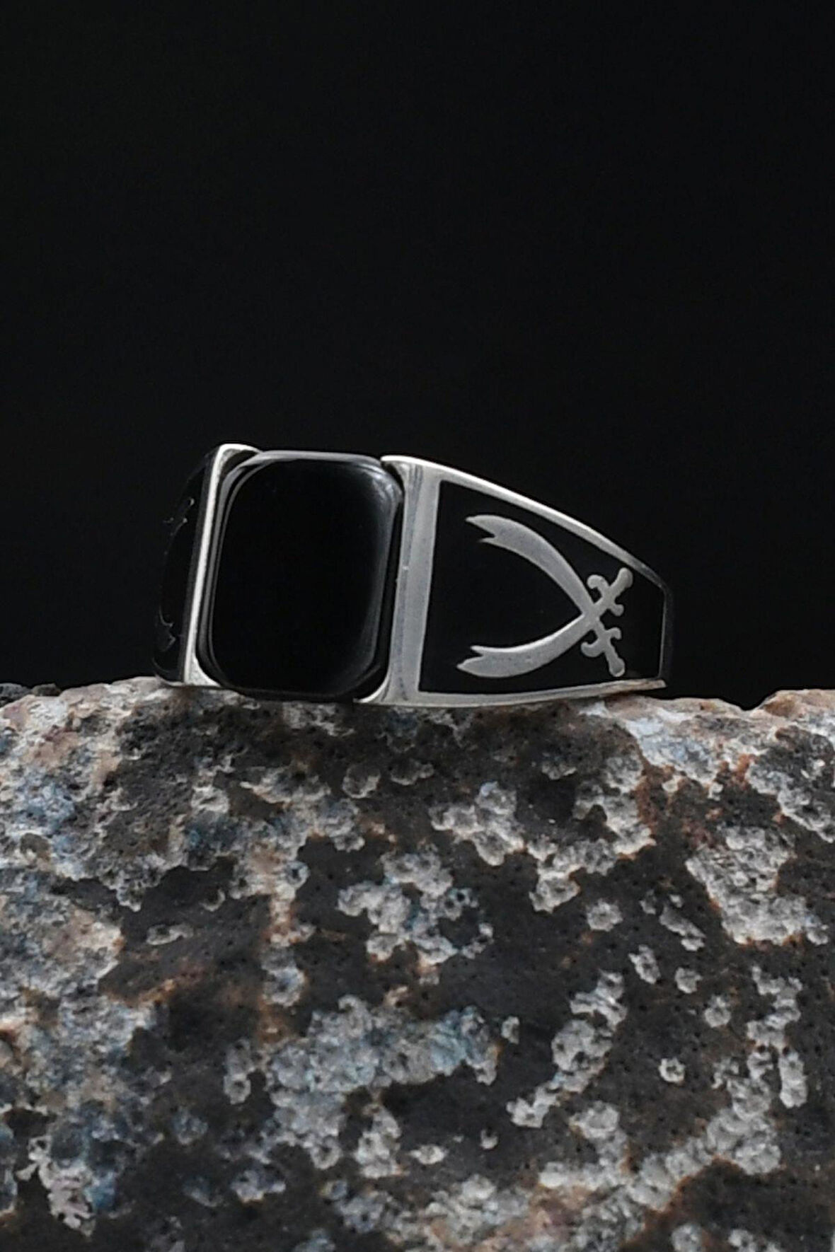 Hz. Ali Zülfikar Kılıcı Oniks Taşlı 925 Ayar Gümüş Yüzük 901915