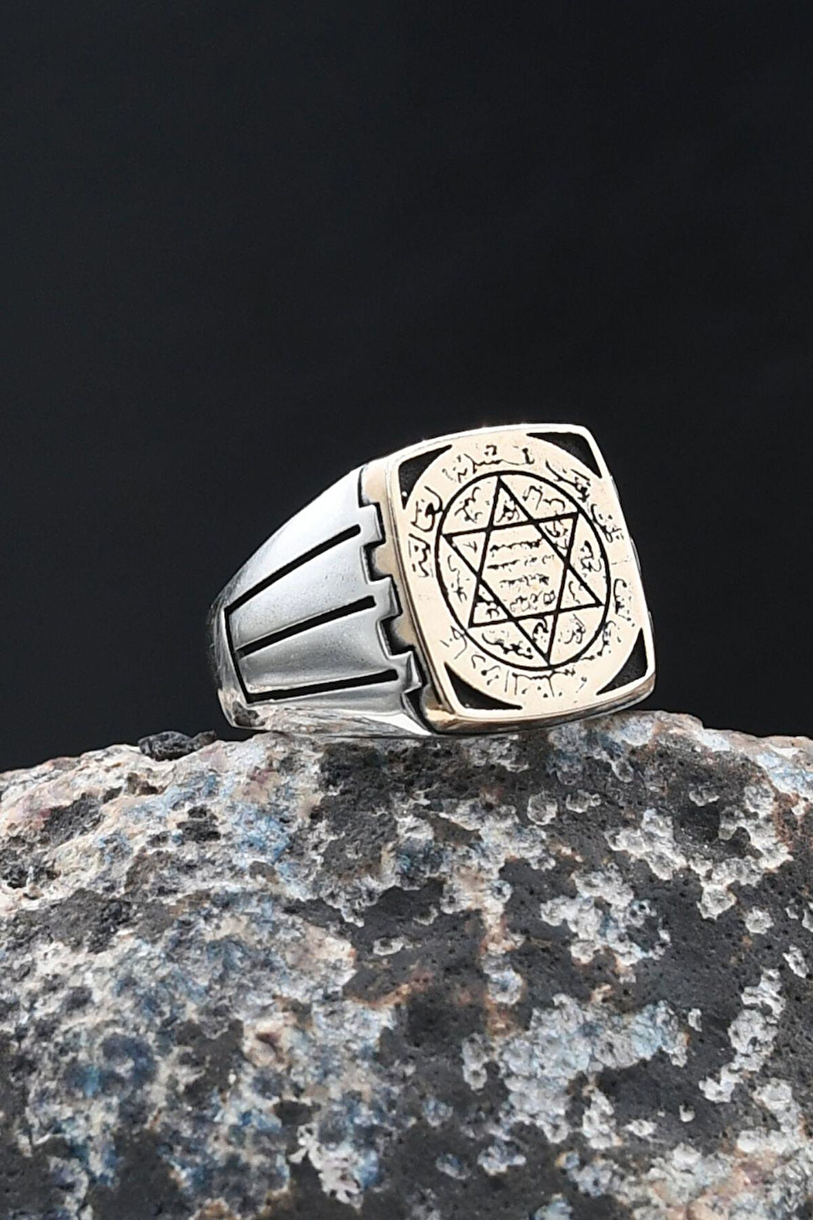 925 Ayar Gümüş Yüzük Hz. Süleyman Mührü 902072