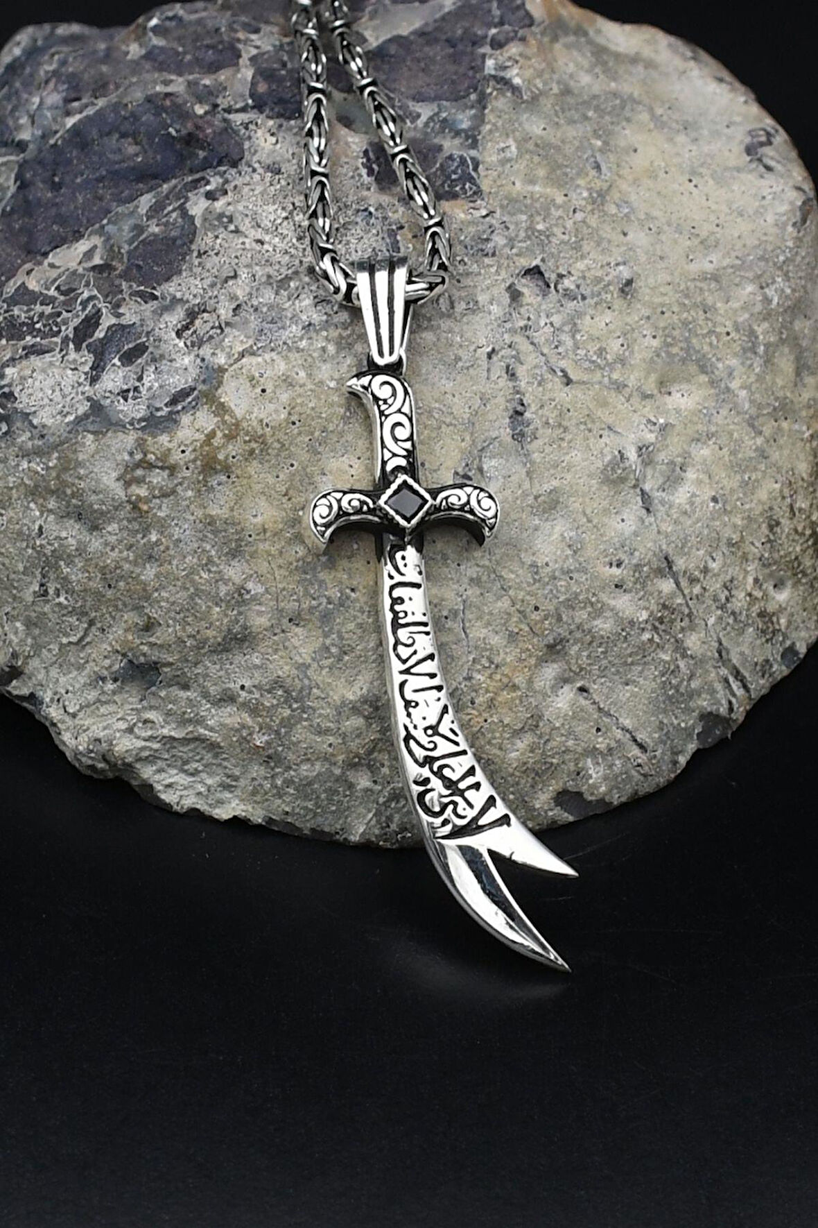 Hz. Ali Zülfikar Kılıcı 925 Ayar Gümüş Kolye Kral Zincir 2Mm 902165