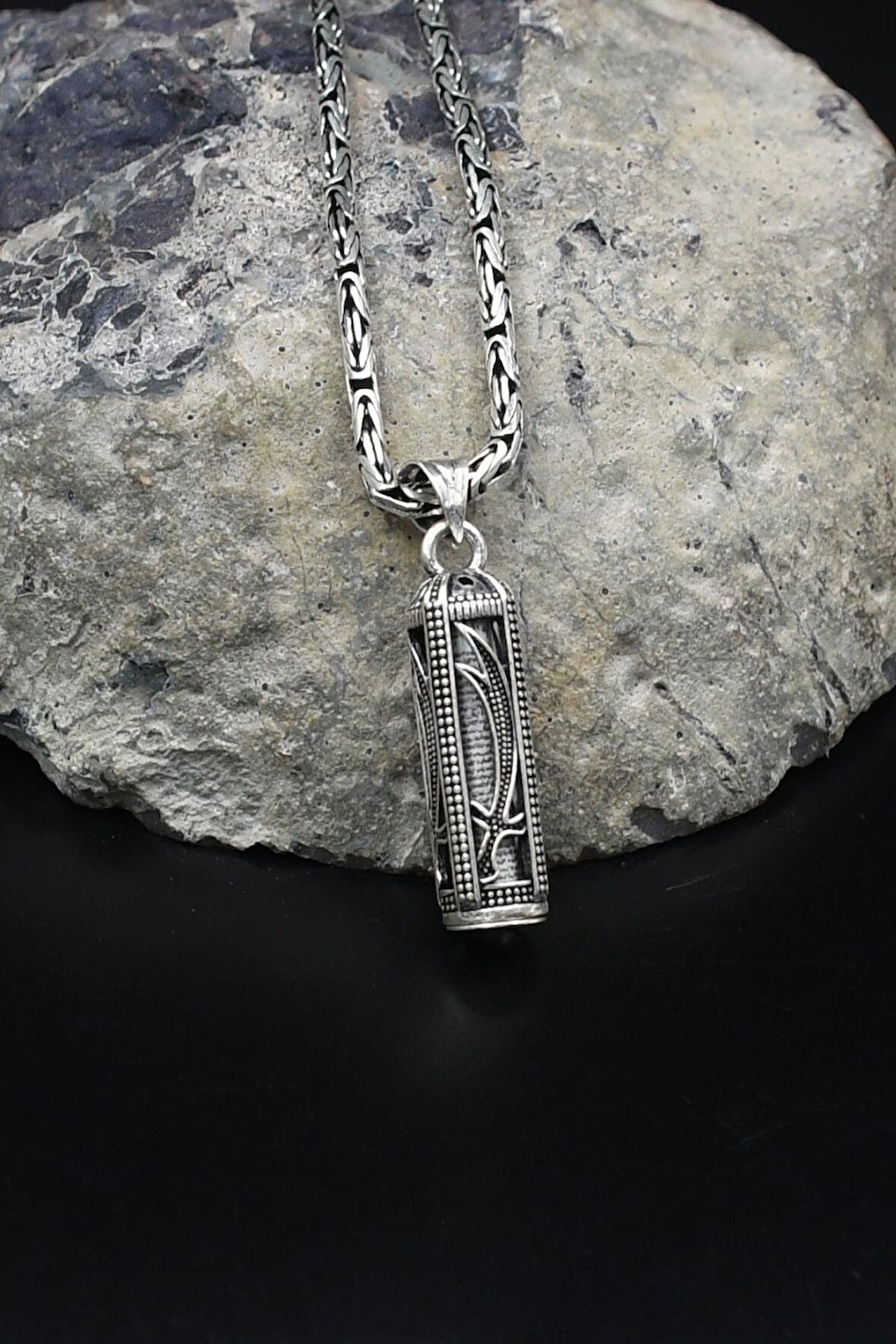 Cevşen Hz. Ali Zülfikar Kılıcı 925 Ayar Gümüş Kolye Kral Zincir 2Mm 902178