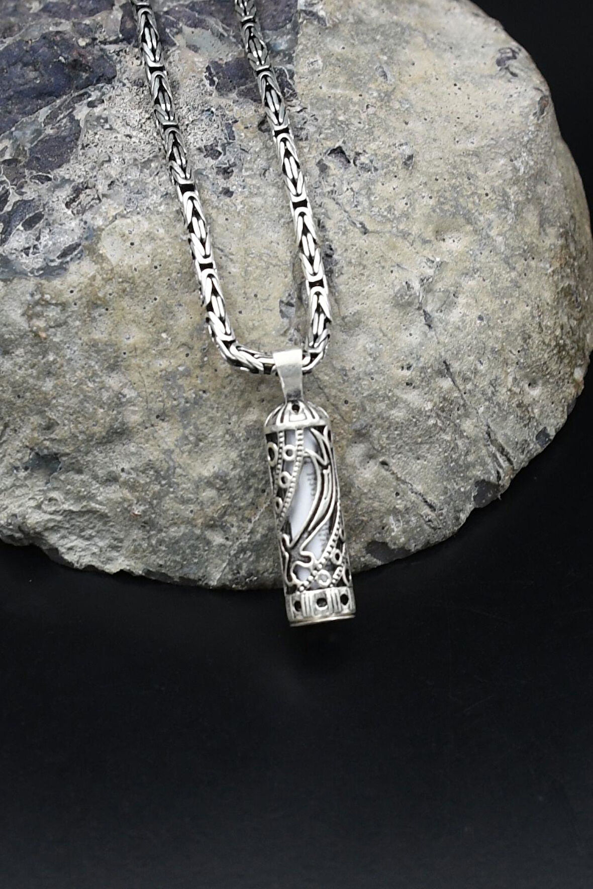 Hz. Ali Zülfikar Kılıcı Cevşen 925 Ayar Gümüş Kolye Kral Zincir 2Mm 902186