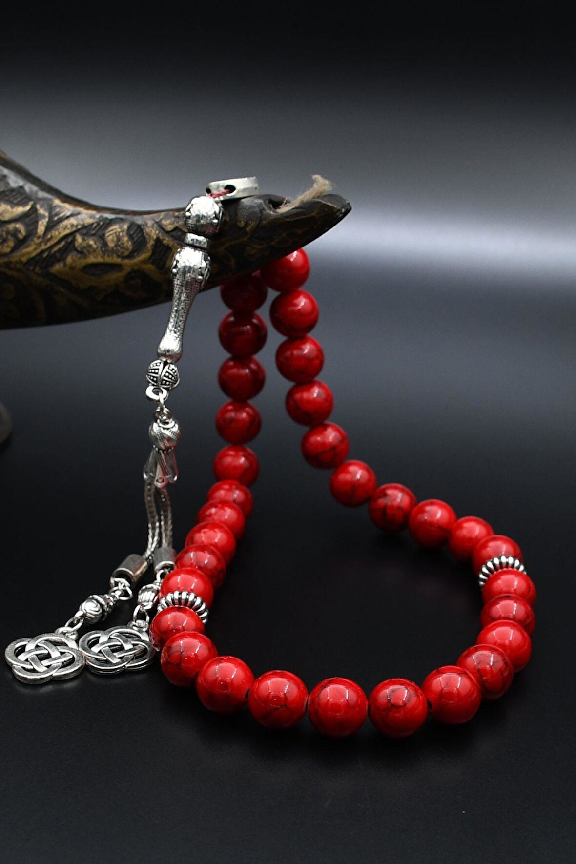 Doğal Kuvars Taşlı 33'lük Tesbih Metal Püsküllü 10mm Küre Kesim 902237