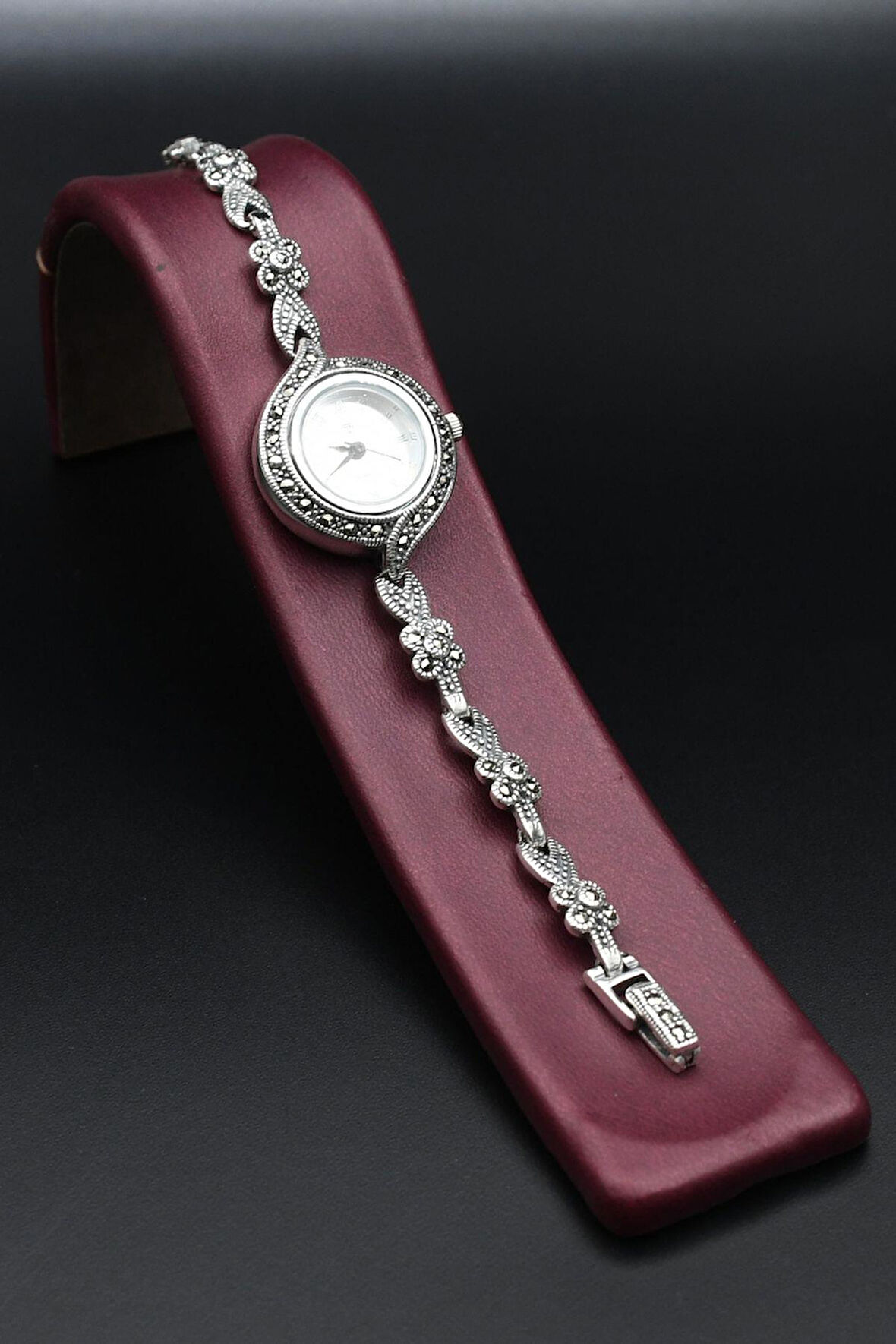 925 Ayar Gümüş Kadın Saati (Kadın Gümüş Saat) Markazit Taşlı 902370