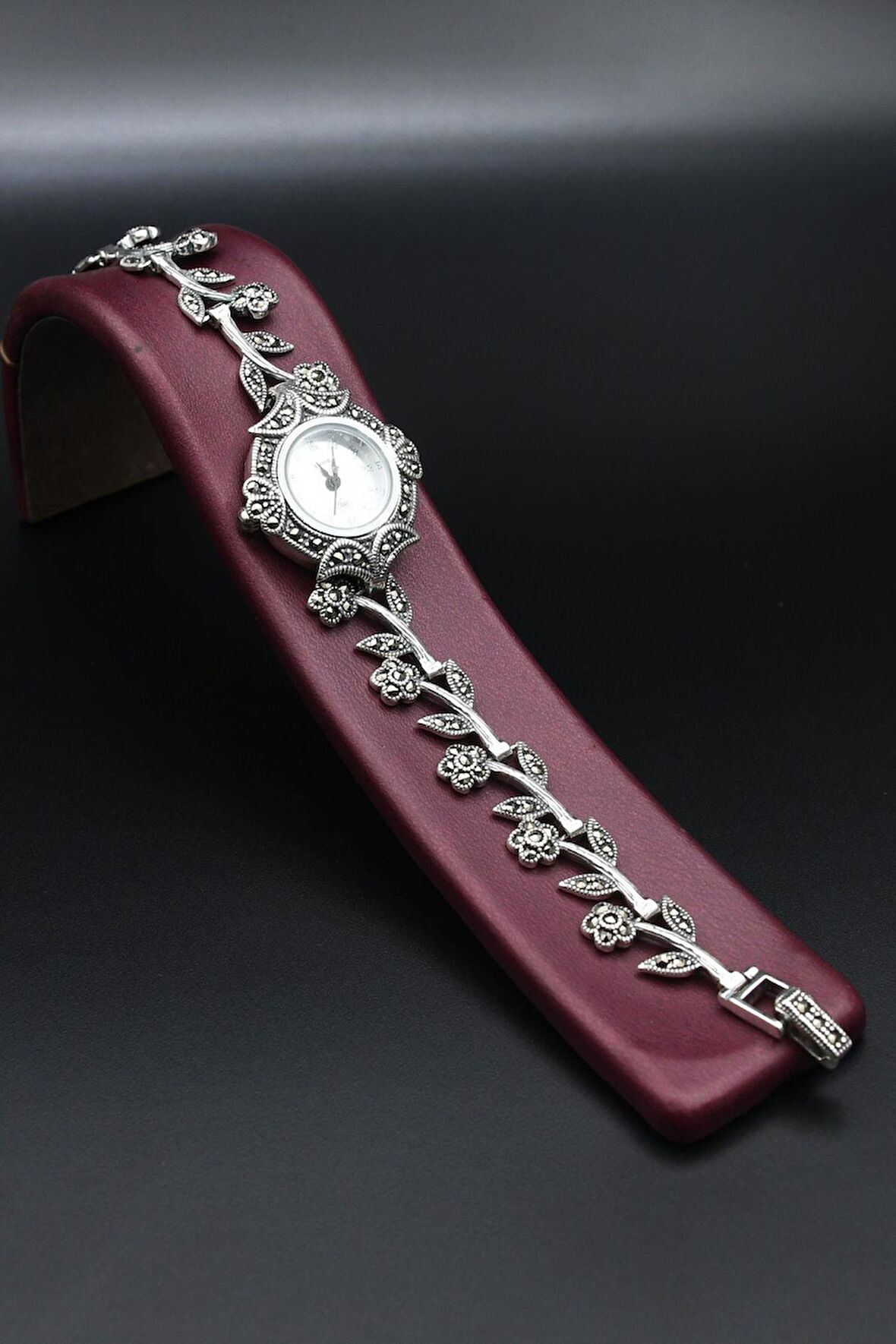 925 Ayar Gümüş Kadın Saati (Kadın Gümüş Saat) Markazit Taşlı 902371