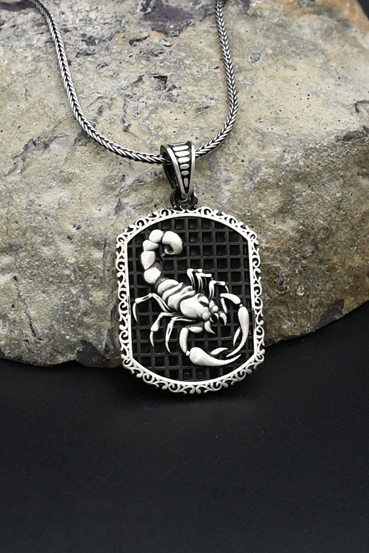 Akrep Figürlü 925 Ayar Gümüş Kolye Zincir 902384