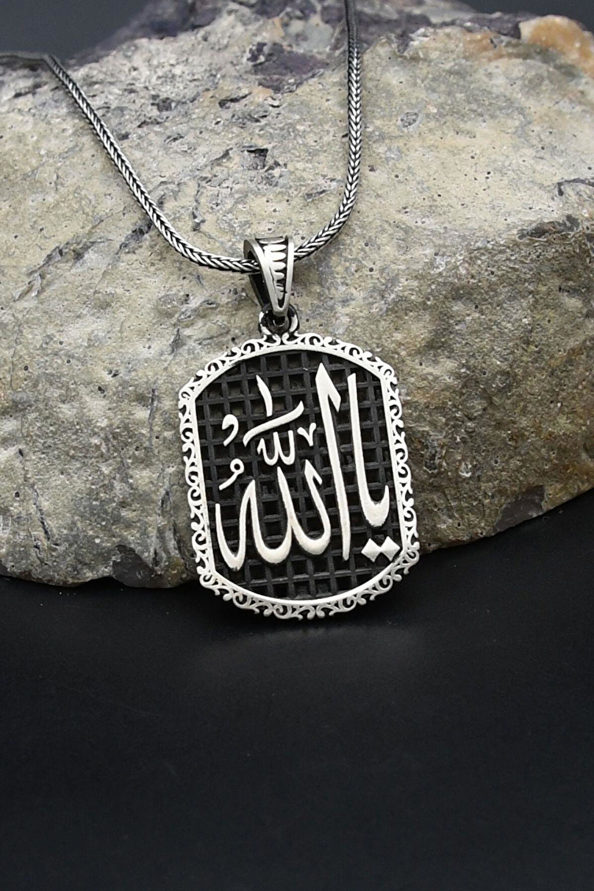 Ya Allah Yazlı 925 Ayar Gümüş Kolye Zincir 902394