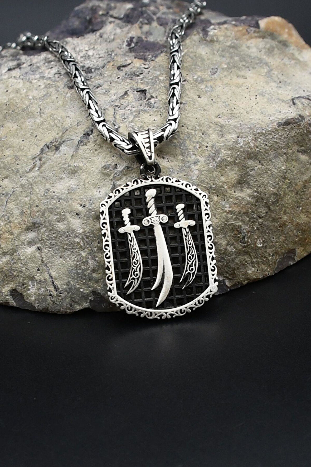 Hz. Ali Zülfikar Kılıcı 925 Ayar Gümüş Kolye Kral Zincir 2Mm 902420