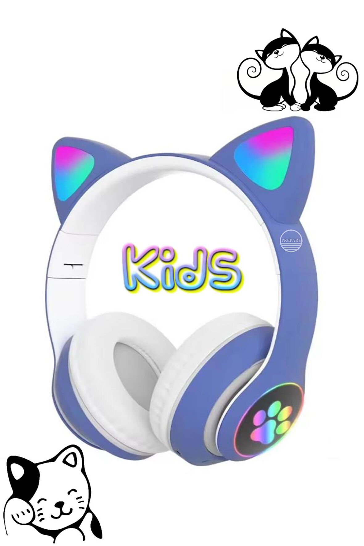 Bluetooth Kedi Kulaklık Aux Girişli Hafıza Kartlı Kulak Üstü Bluetooth Pisi Pisi Miyav Kedi Kulaklık