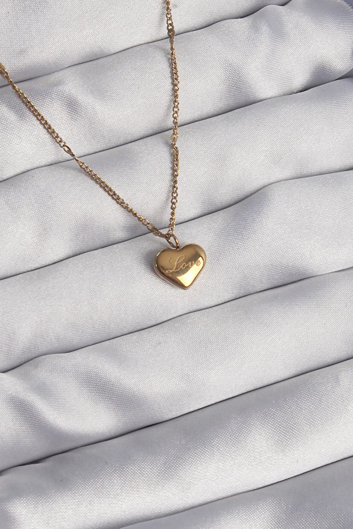 316L Çelik Gold Renk Kalp Model Love Kolye  - PRT3500EB01838