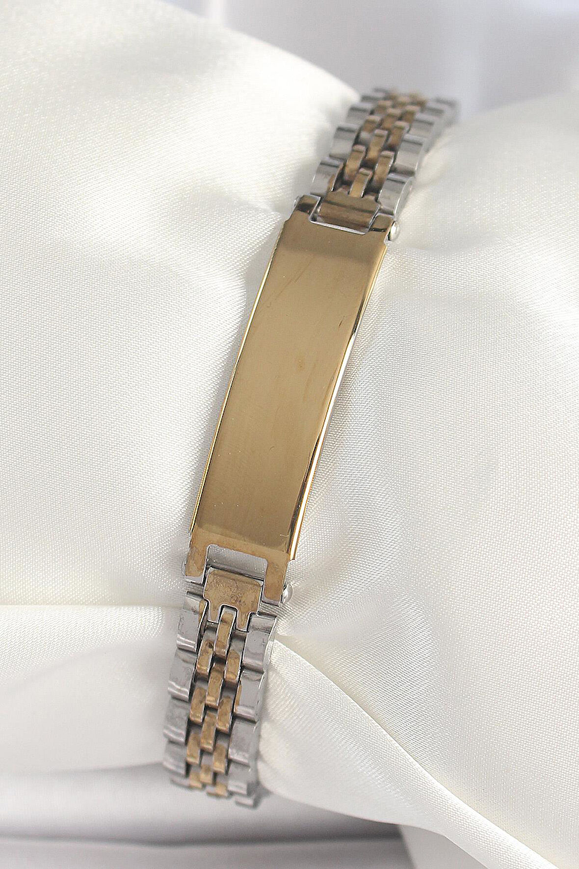 316L Çelik Gold Gümüş Renk Kalın Zincir Künye Model Erkek Bileklik  - PRT3500EB04396