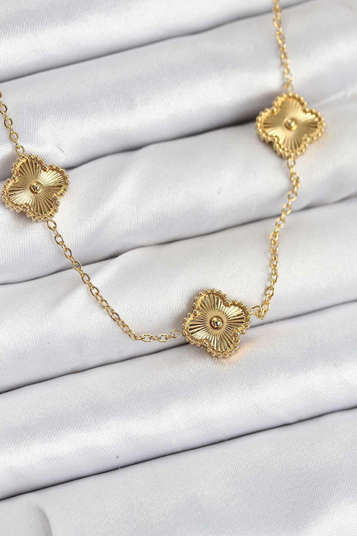 316L Çelik Zincir Gold Renk Yonca Kadın Kolye - PRT3500EB08948