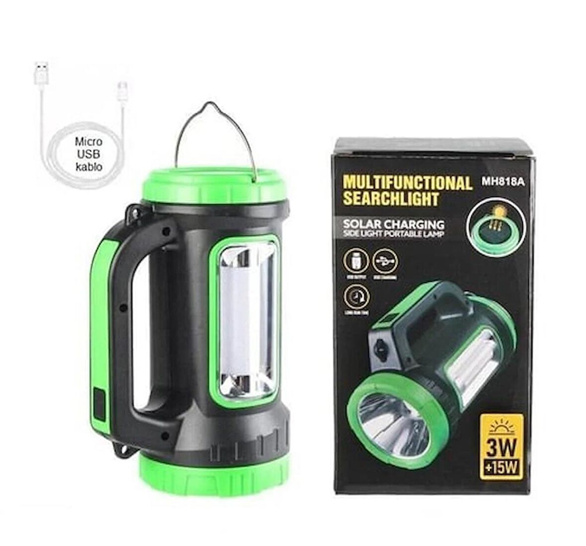 Q-Max 15W Solar+Şarjlı Fener