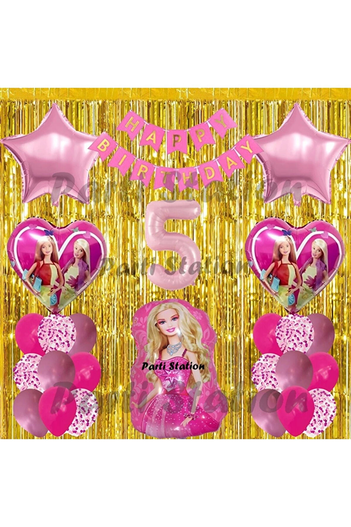 Barbie Balon Set 6 Yaş Barbie Konsept Doğum Günü Parti Balon Set Barbie Tema Doğum Günü