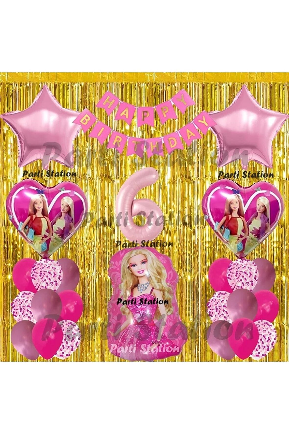 Barbie Balon Set 6 Yaş Barbie Konsept Doğum Günü Parti Balon Set Barbie Tema Doğum Günü