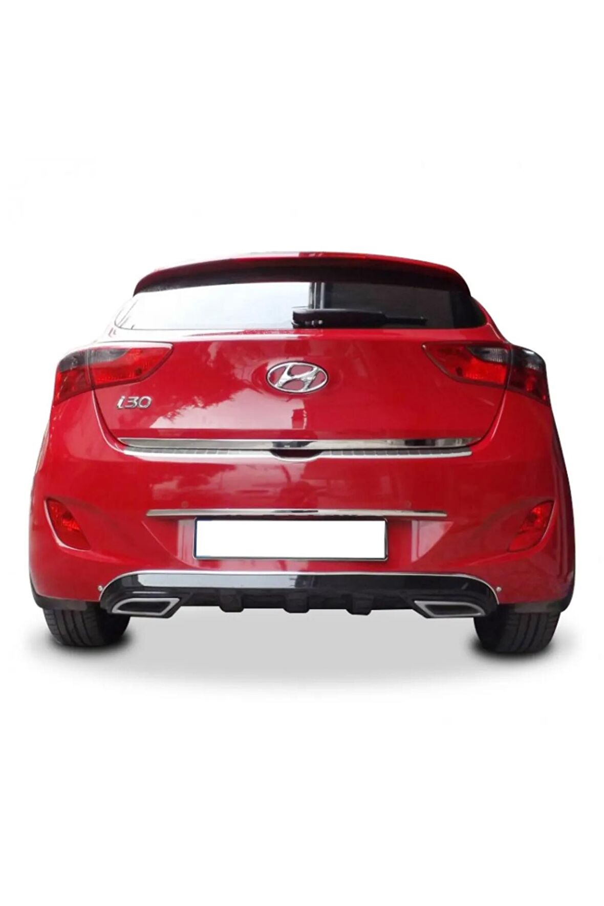 Hyundai I30 2011-2016 Uyumlu  Egzos Görünümlü Arka Tampon Eki - Difüzör Plastik