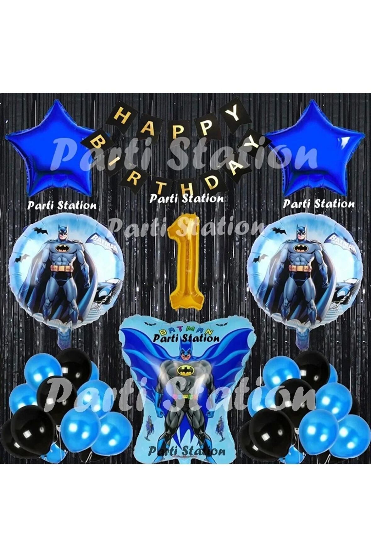 Batman Yarasa Balon Set 1 Yaş Batman Konsept Doğum Günü Parti Balon Set Batman Tema Doğum Günü