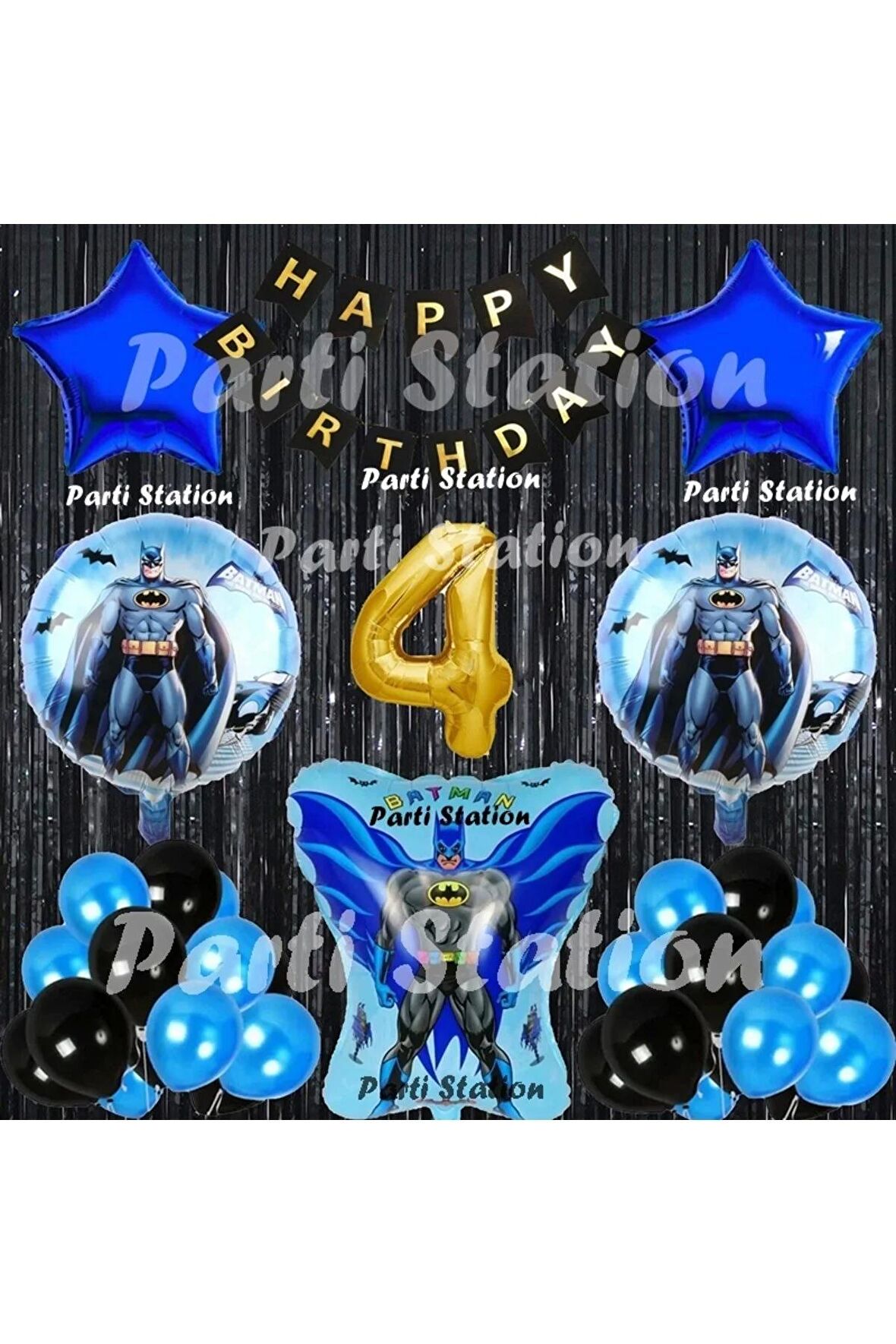 Batman Yarasa Balon Set 4 Yaş Batman Konsept Doğum Günü Parti Balon Set Batman Tema Doğum Günü