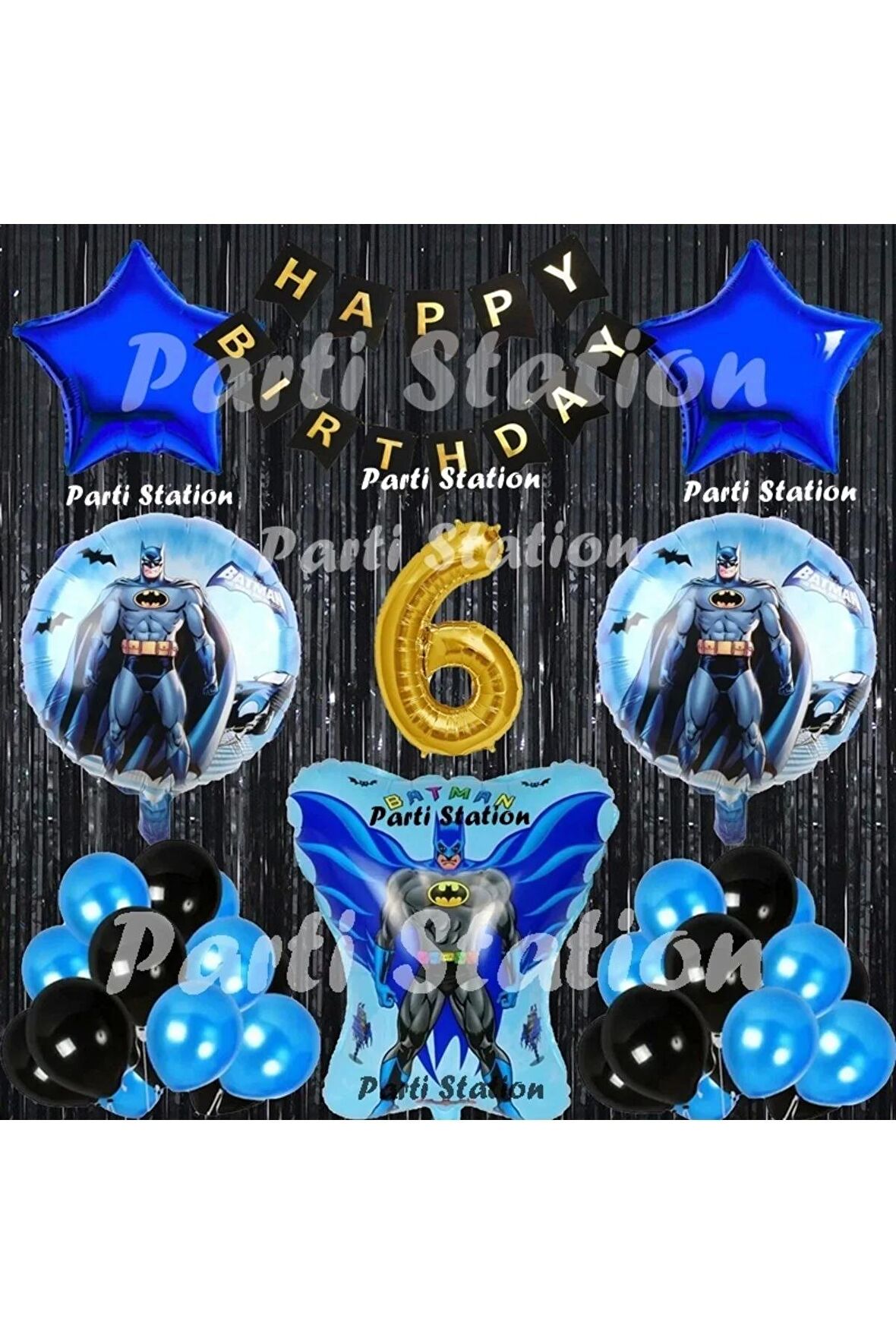 Batman Yarasa Balon Set 6 Yaş Batman Konsept Doğum Günü Parti Balon Set Batman Tema Doğum Günü