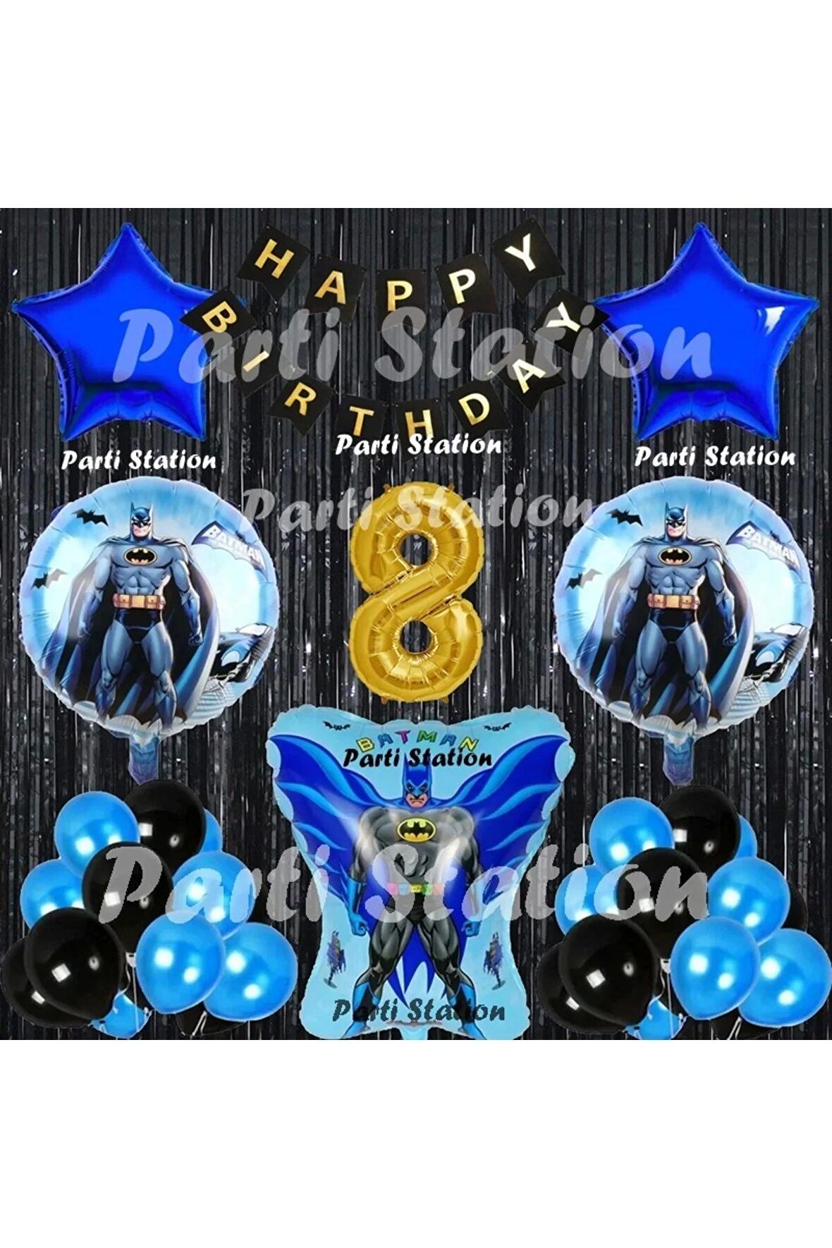 Batman Yarasa Balon Set 8 Yaş Batman Konsept Doğum Günü Parti Balon Set Batman Tema Doğum Günü
