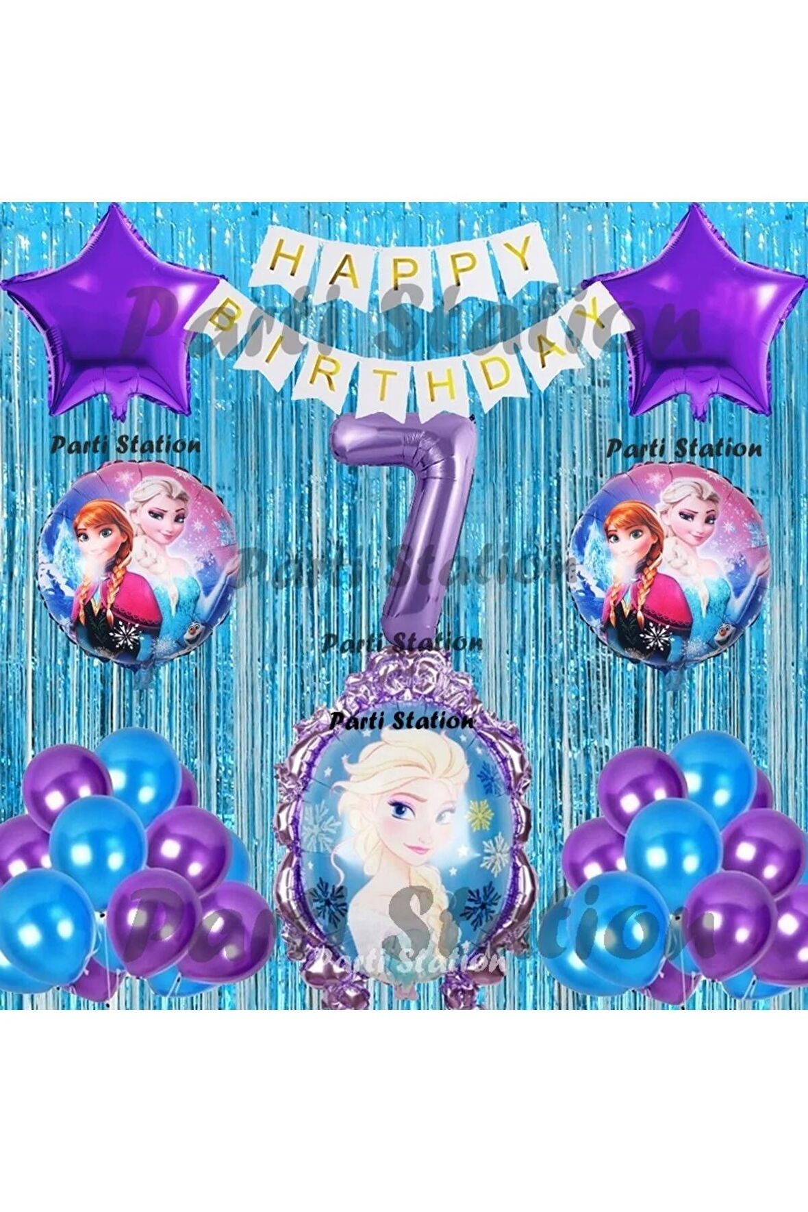 Frozen Elsa Balon Set 7 Yaş Karlar Ülkesi Frozen Elsa Mor Konsept Doğum Günü Parti Balon Set