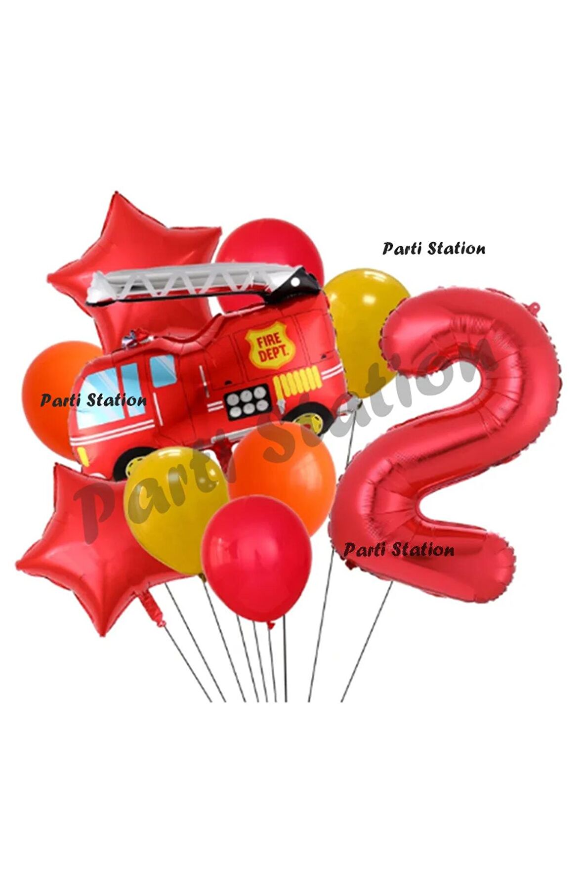 Itfaiye 2 Yaş Balon Set Fireman Folyo Balon Set İtfaiye Konsept Doğum Günü Set