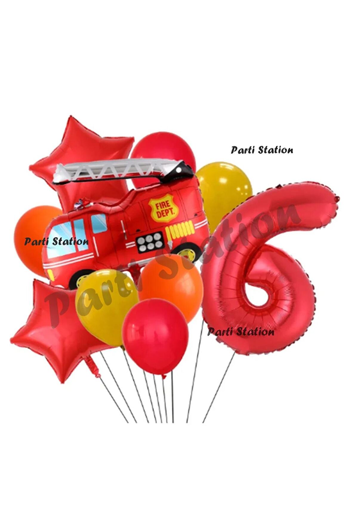 Itfaiye 6 Yaş Balon Set Fireman Folyo Balon Set İtfaiye Konsept Doğum Günü Set