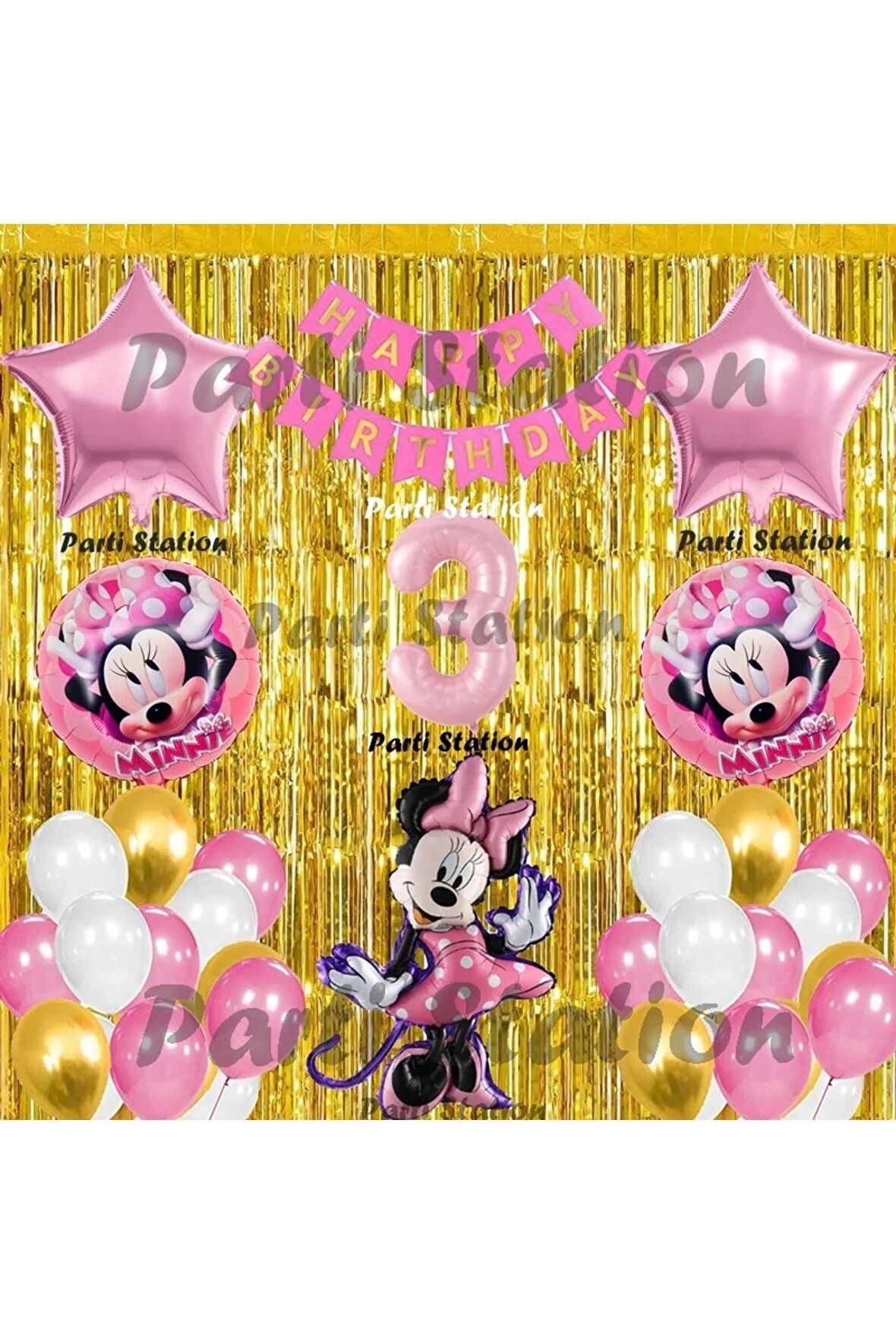 Minnie Mouse Balon Set 8 Yaş Minnie Mouse Konsept Doğum Günü Parti Balon Set