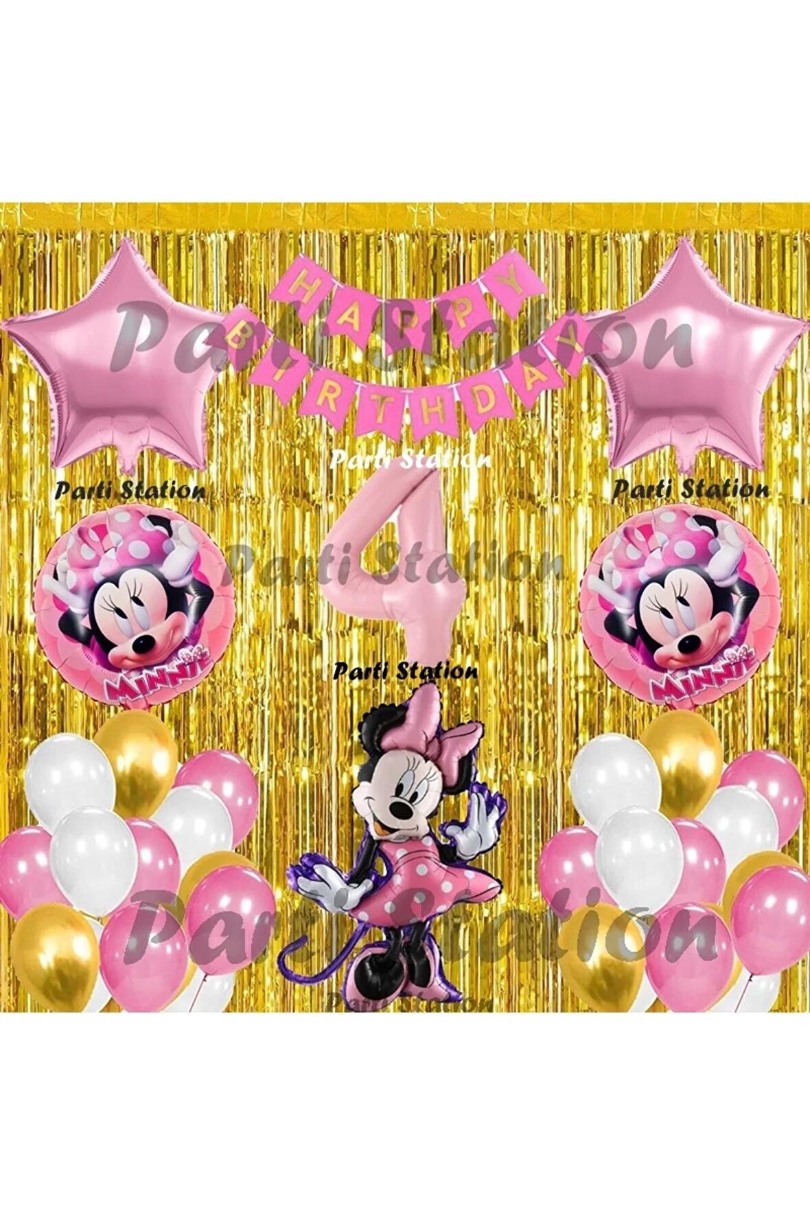 Minnie Mouse Balon Set 4 Yaş Minnie Mouse Konsept Doğum Günü Parti Balon Set