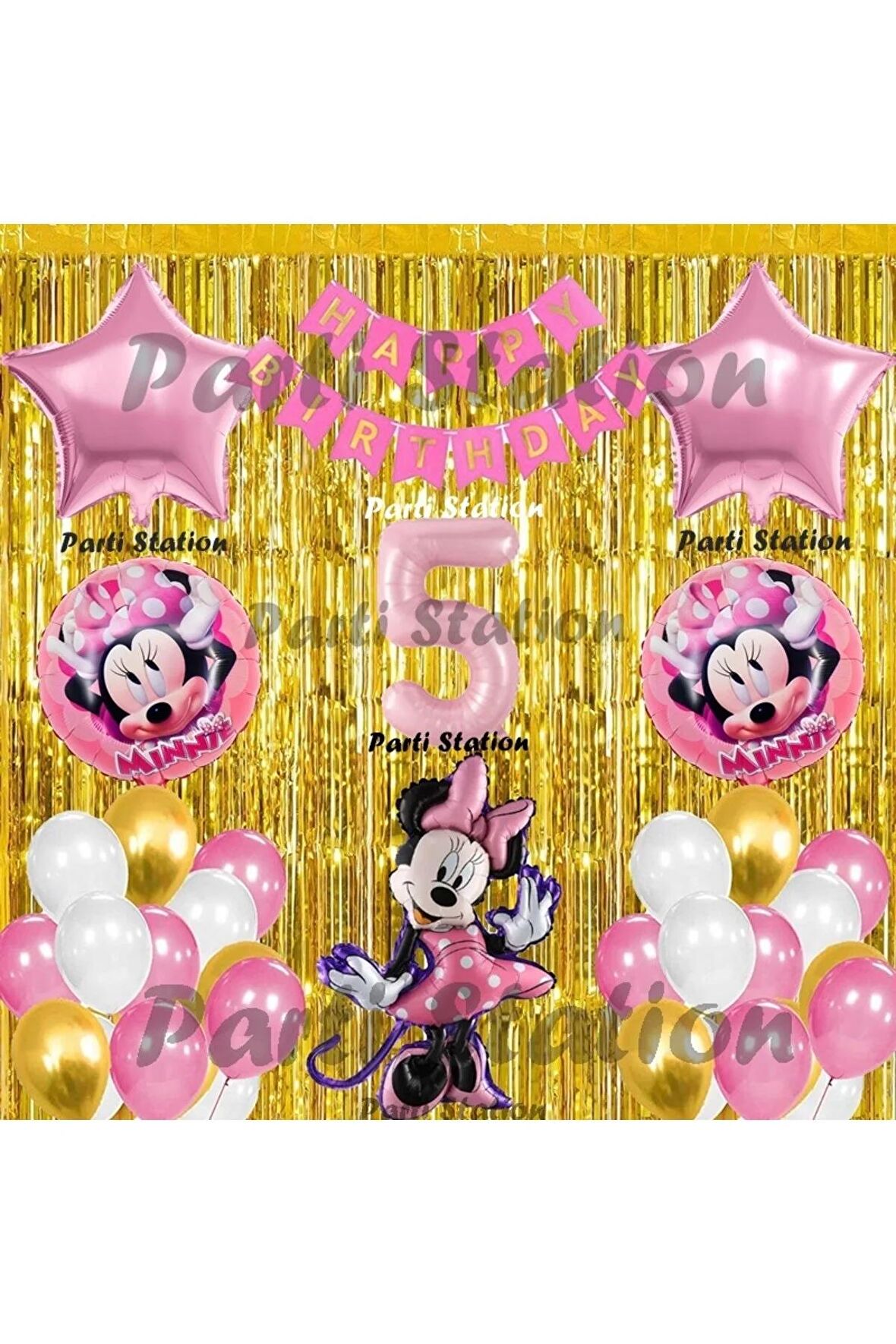 Minnie Mouse Balon Set 5 Yaş Minnie Mouse Konsept Doğum Günü Parti Balon Set