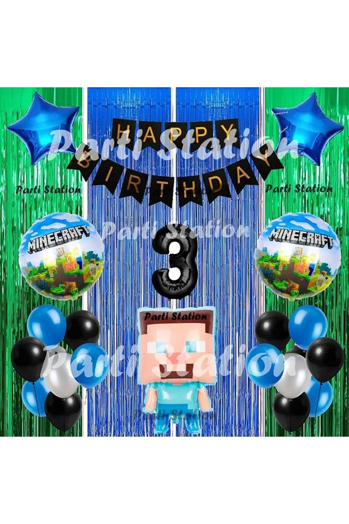 Minecraft Balon Set 1 Yaş Minecraft Oyun Konsept Doğum Günü Parti Balon Set Minecraft Doğum Günü