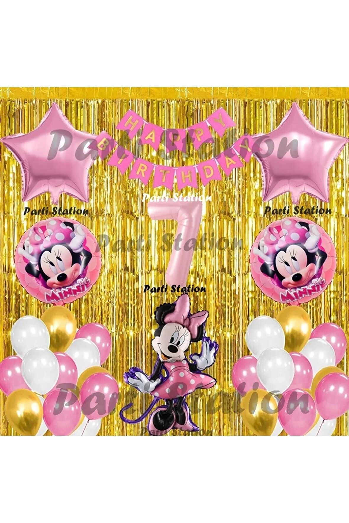 Minnie Mouse Balon Set 7 Yaş Minnie Mouse Konsept Doğum Günü Parti Balon Set