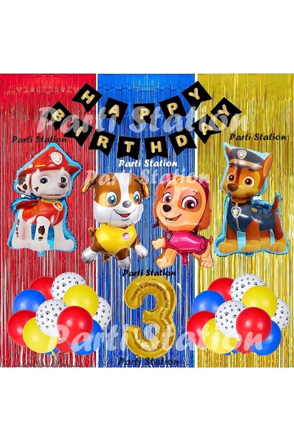 Paw Patrol Balon Set 3 Yaş Paw Petrol Marshall Chase Skye Rubble Doğum Günü Parti Folyo Balon Seti