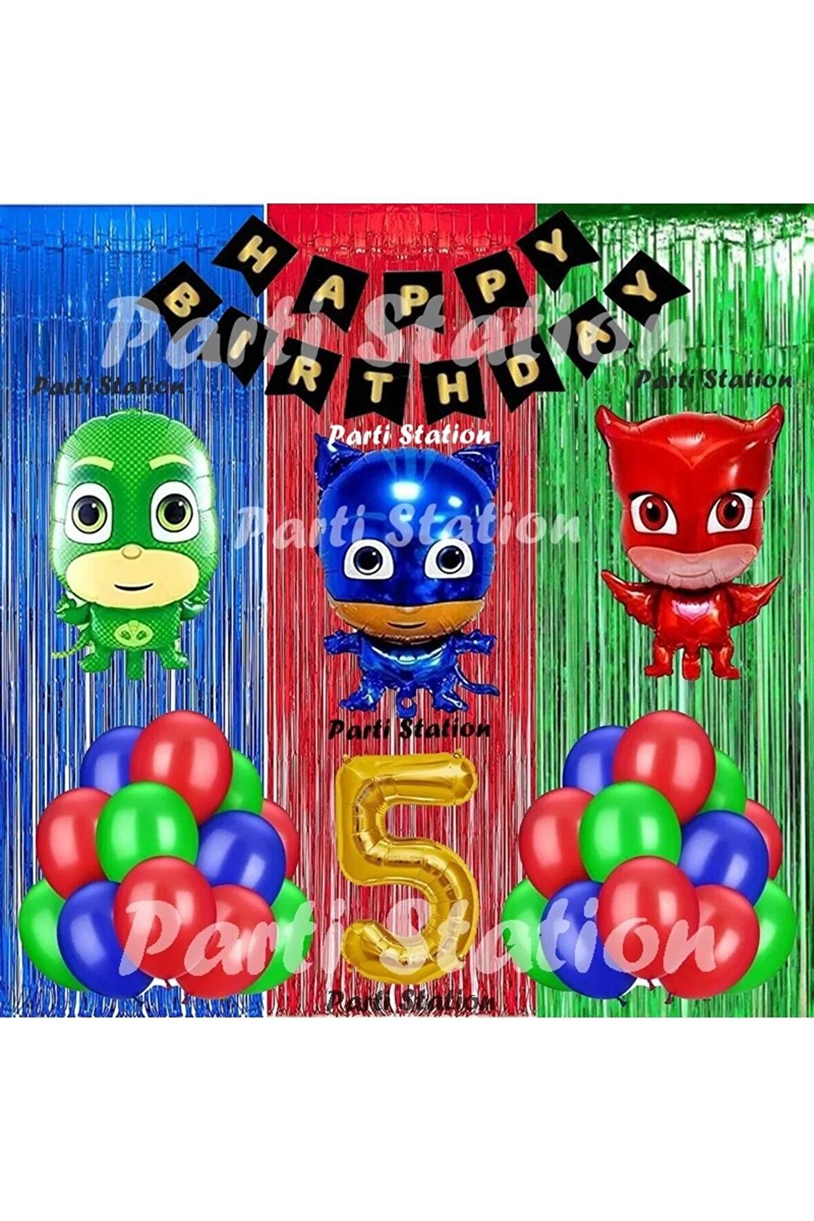 PjMasks Balon Set 5 Yaş PjMasks Kedi Çocuk Baykuş Kız Kertenkele Çocuk Konsept Doğum Günü Balon Set