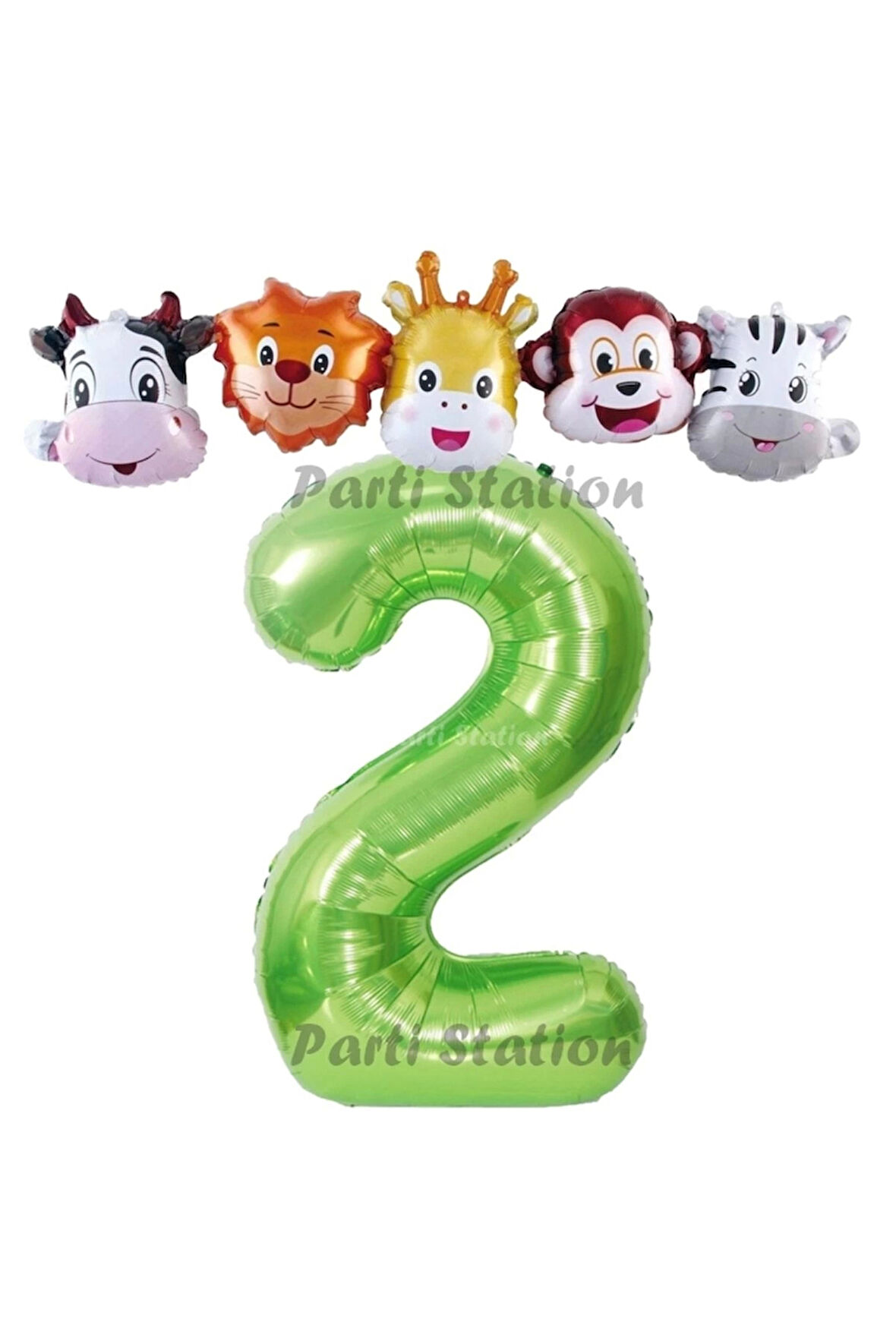 Yeşil Renk Rakam Balonlu Safari 8 Yaş Doğum Günü Parti Balon Set Safari Hayvanlar Tema Parti