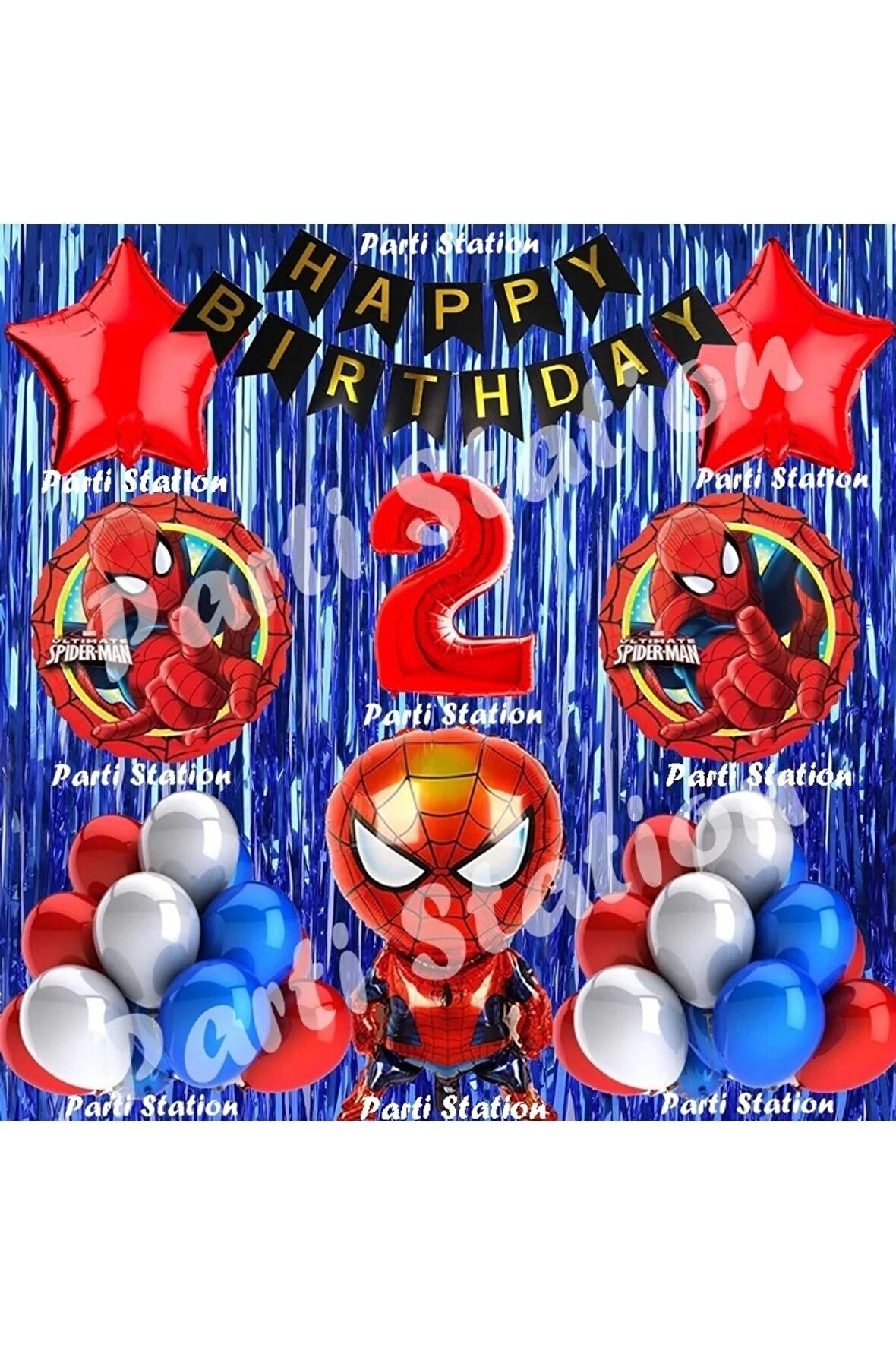 Spiderman Örümcek Adam Balon Set 2 Yaş Örümcek Adam Lacivert Konsept Doğum Günü Parti Balon Seti