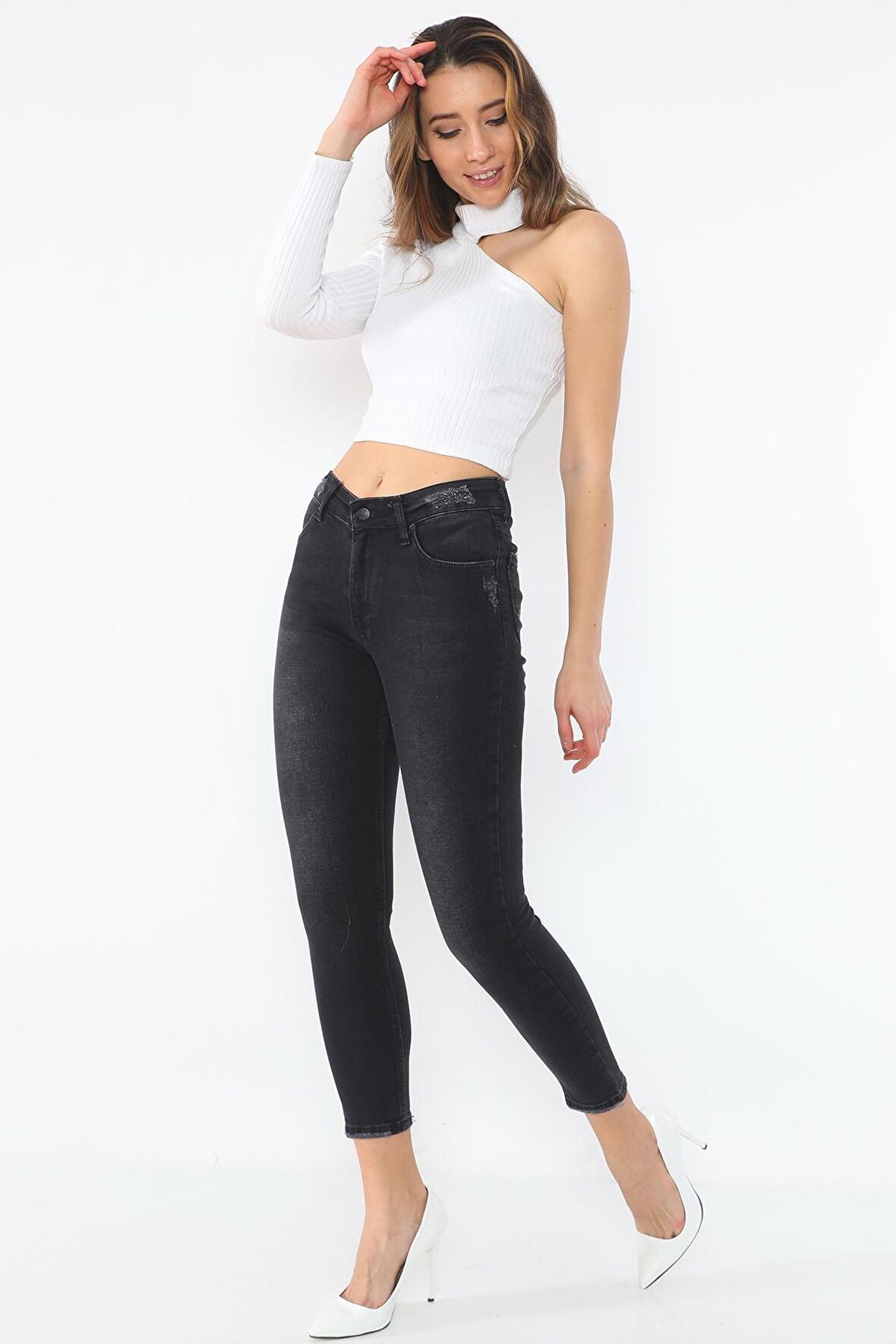 Kadın Yüksek Bel Full Likralı Kot Pantolon