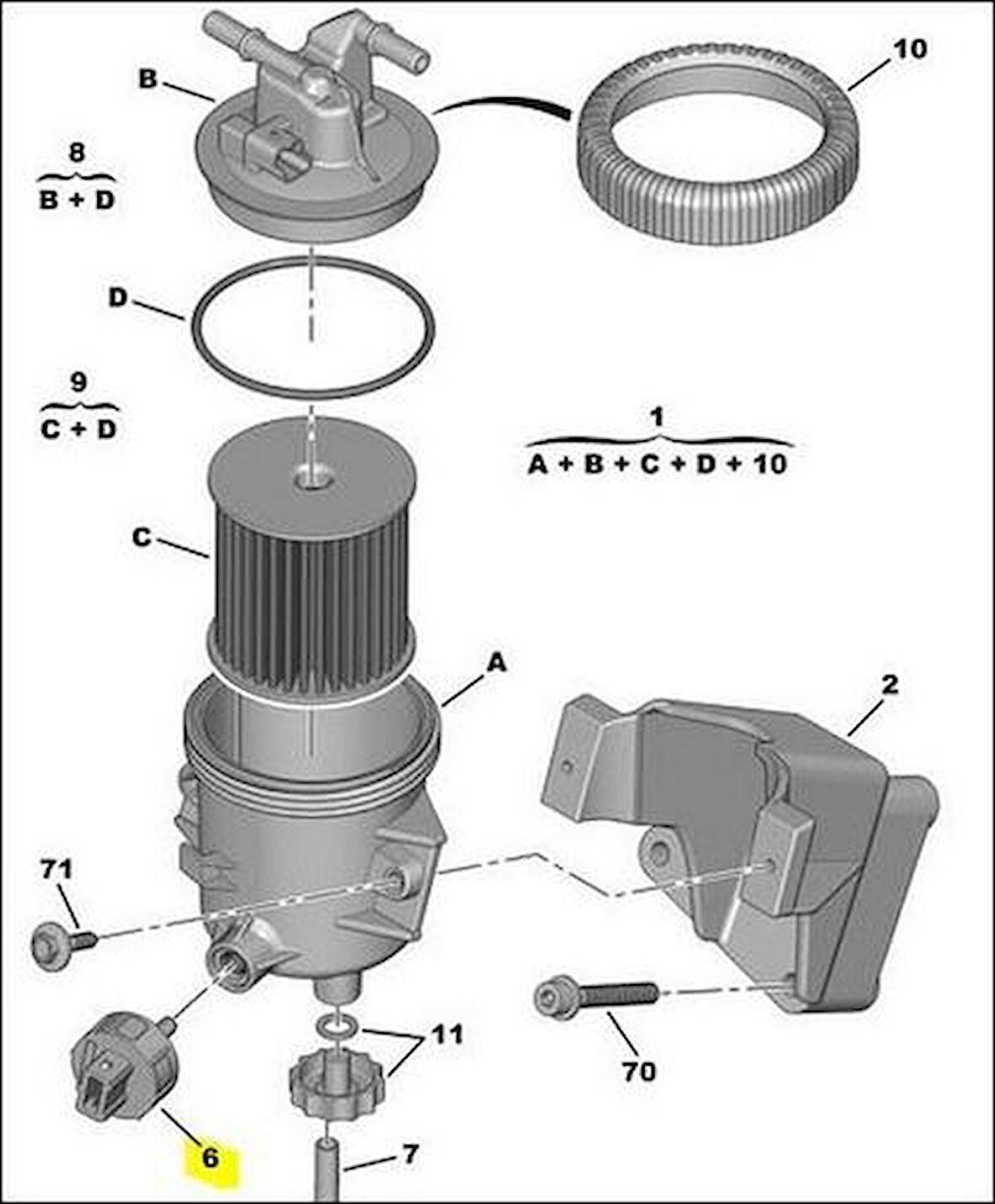 Peugeot Orjınal 1913,16 Mazot Filtre Kutu Müşürü Partner Berlıngo 1.9D 2.0Hdı 406 307 2.0Hdı