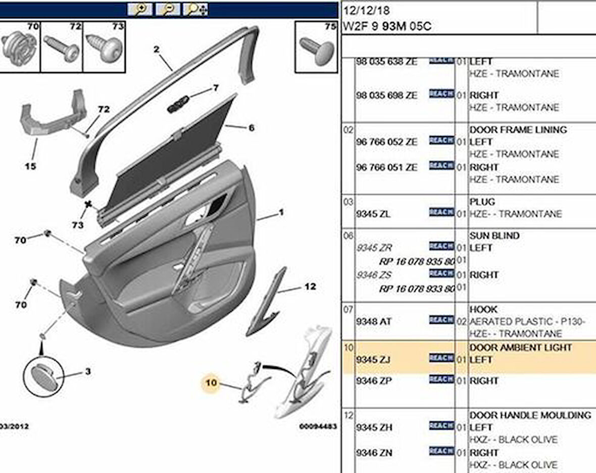 Peugeot Orjinal 9345.93 Kapı Döşemesı 9345.93