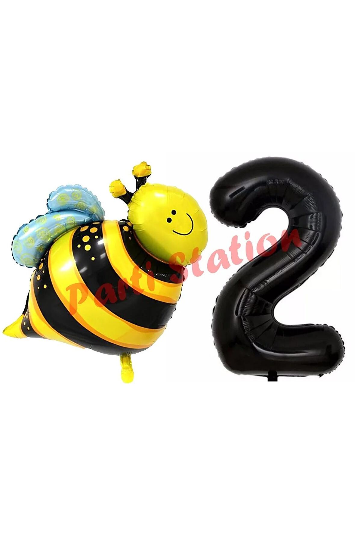 Bee Arı Konsept 2 Yaş Balon Set Arı Balon ve Siyah Rakam Balon Doğum Günü Balon Set