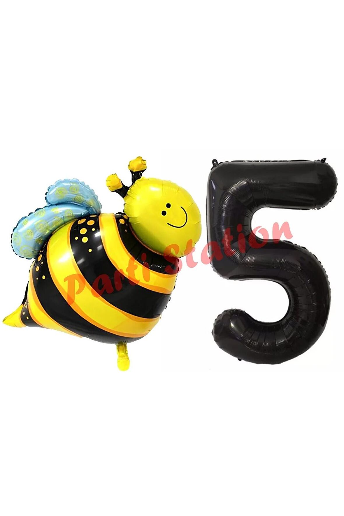 Bee Arı Konsept 5 Yaş Balon Set Arı Balon ve Siyah Rakam Balon Doğum Günü Balon Set