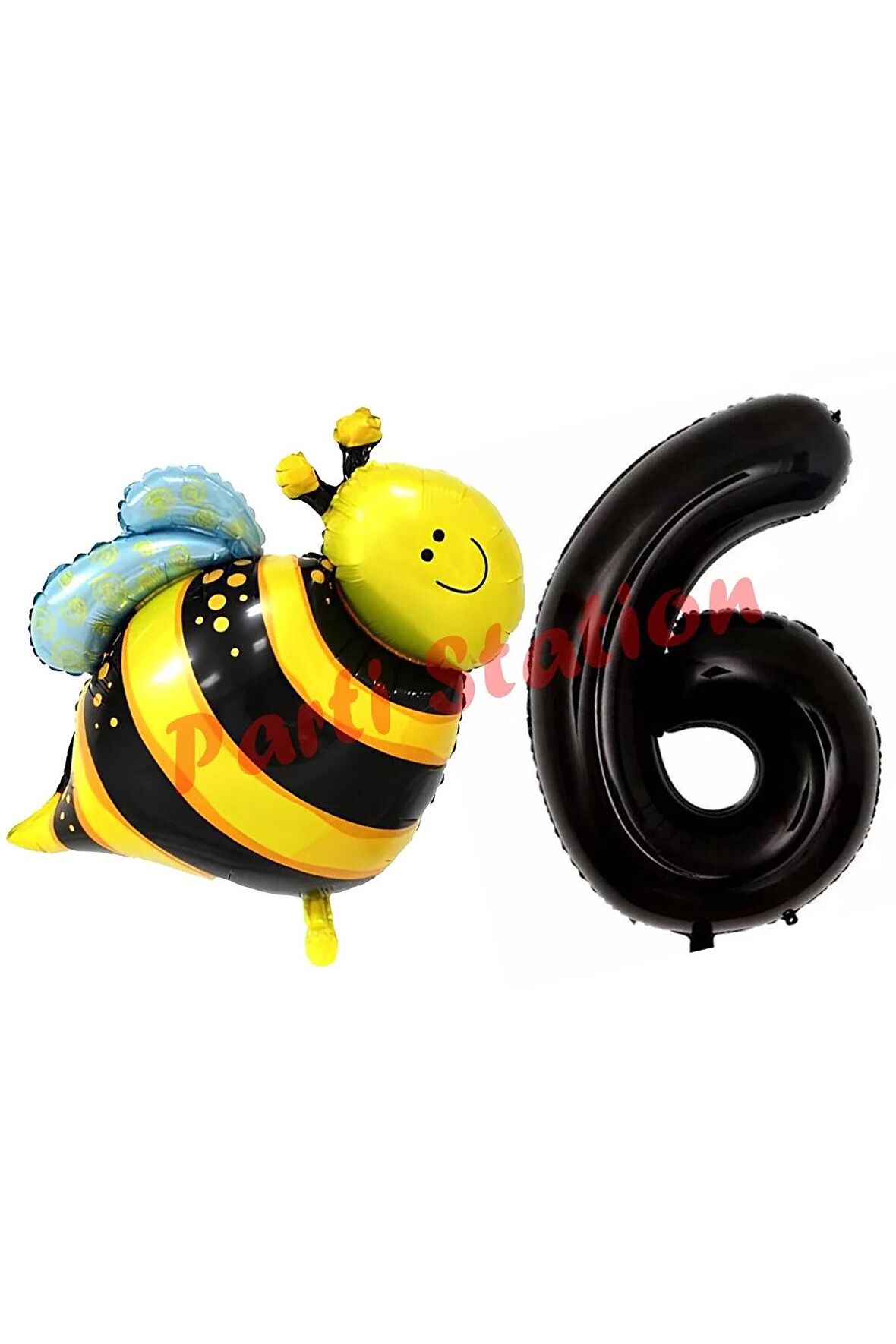 Bee Arı Konsept 6 Yaş Balon Set Arı Balon ve Siyah Rakam Balon Doğum Günü Balon Set