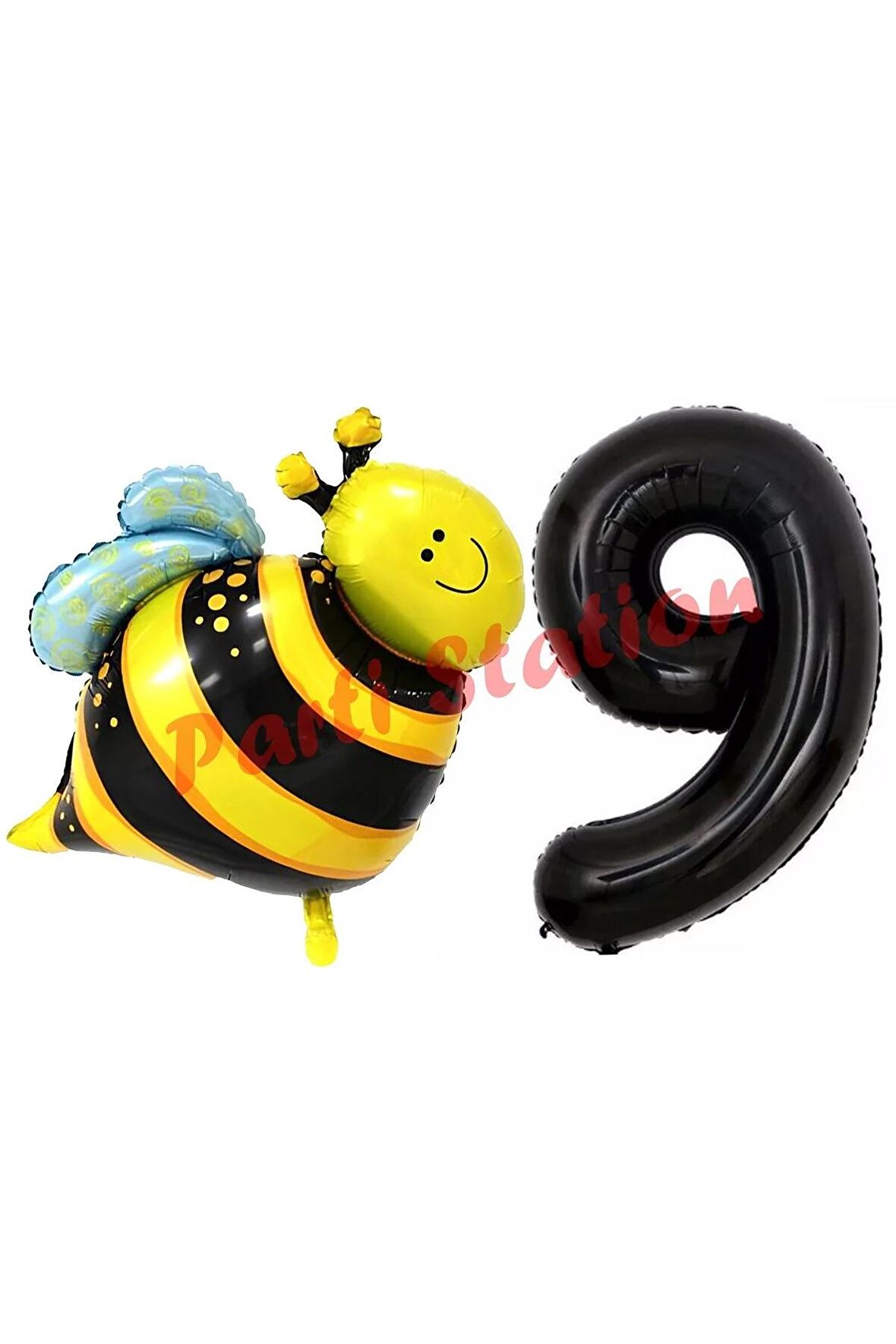 Bee Arı Konsept 9 Yaş Balon Set Arı Balon ve Siyah Rakam Balon Doğum Günü Balon Set