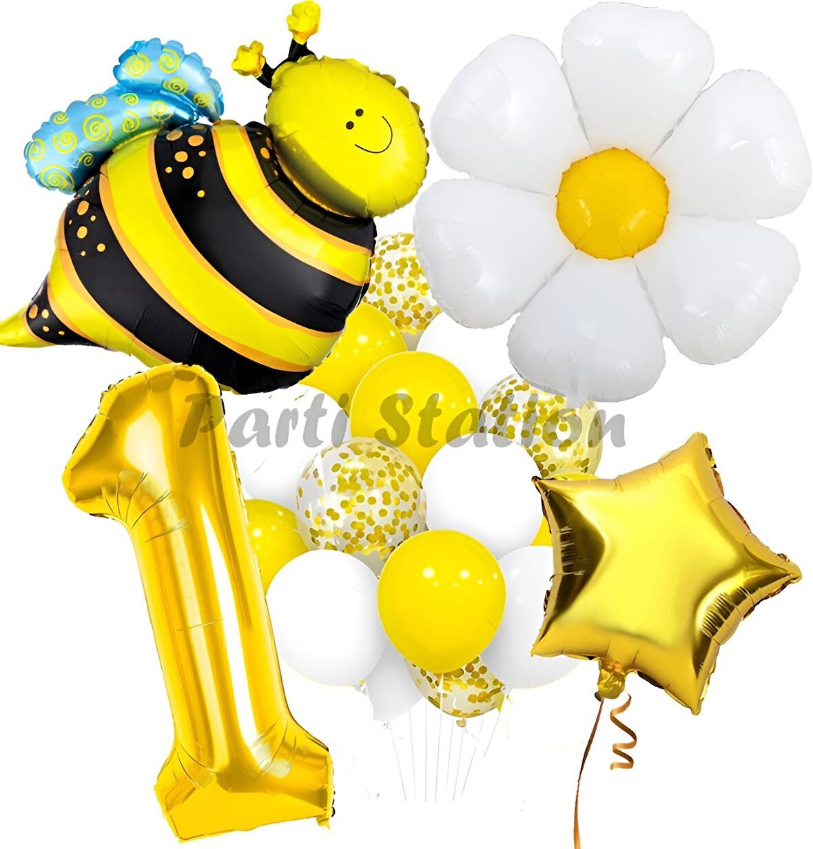 Bee Arı ve Papatya Konsept 1 Yaş Balon Set Bee Arı ve Papatya Tema Parti Doğum Günü Parti Balon Set