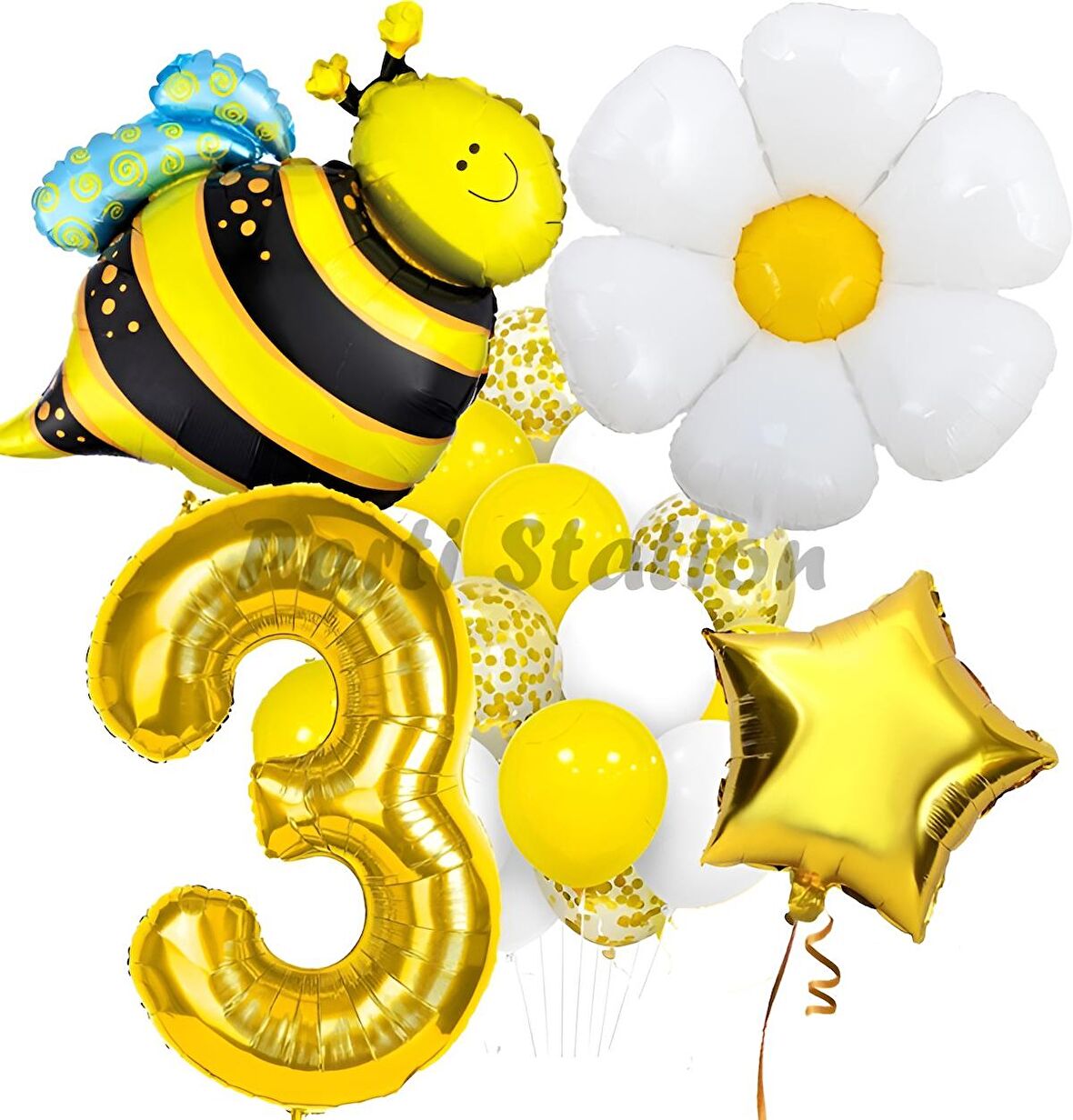 Bee Arı ve Papatya Konsept 3 Yaş Balon Set Bee Arı ve Papatya Tema Parti Doğum Günü Parti Balon Set