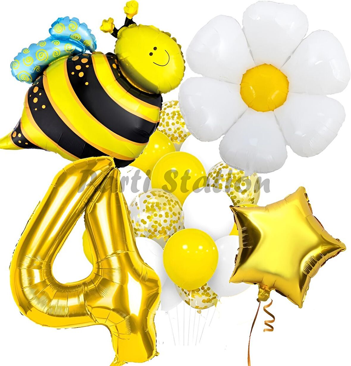 Bee Arı ve Papatya Konsept 4 Yaş Balon Set Bee Arı ve Papatya Tema Parti Doğum Günü Parti Balon Set