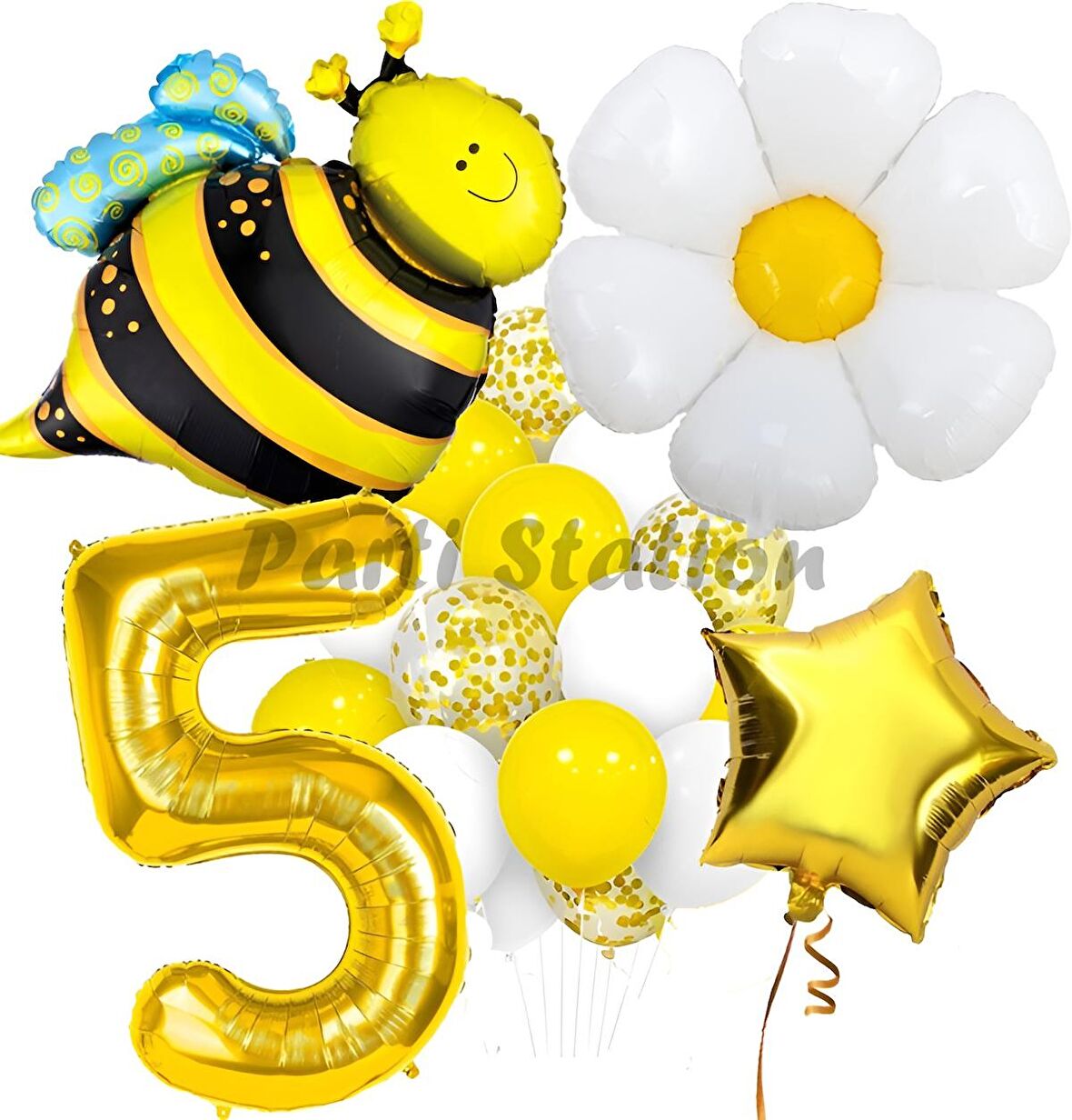 Bee Arı ve Papatya Konsept 5 Yaş Balon Set Bee Arı ve Papatya Tema Parti Doğum Günü Parti Balon Set