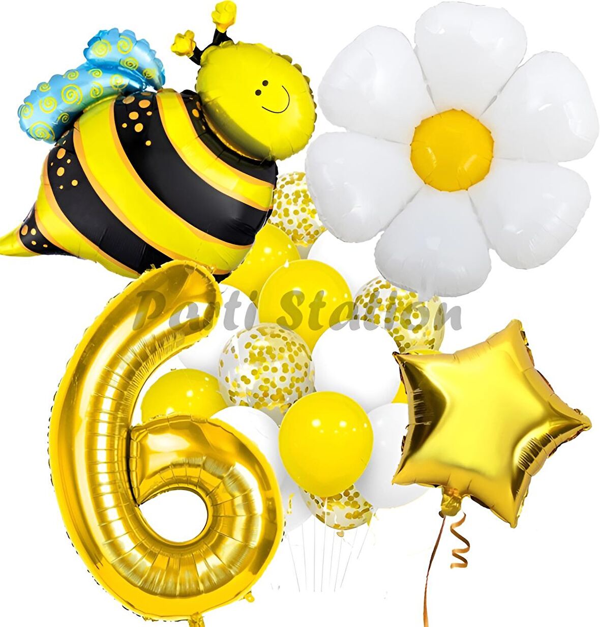 Bee Arı ve Papatya Konsept 6 Yaş Balon Set Bee Arı ve Papatya Tema Parti Doğum Günü Parti Balon Set