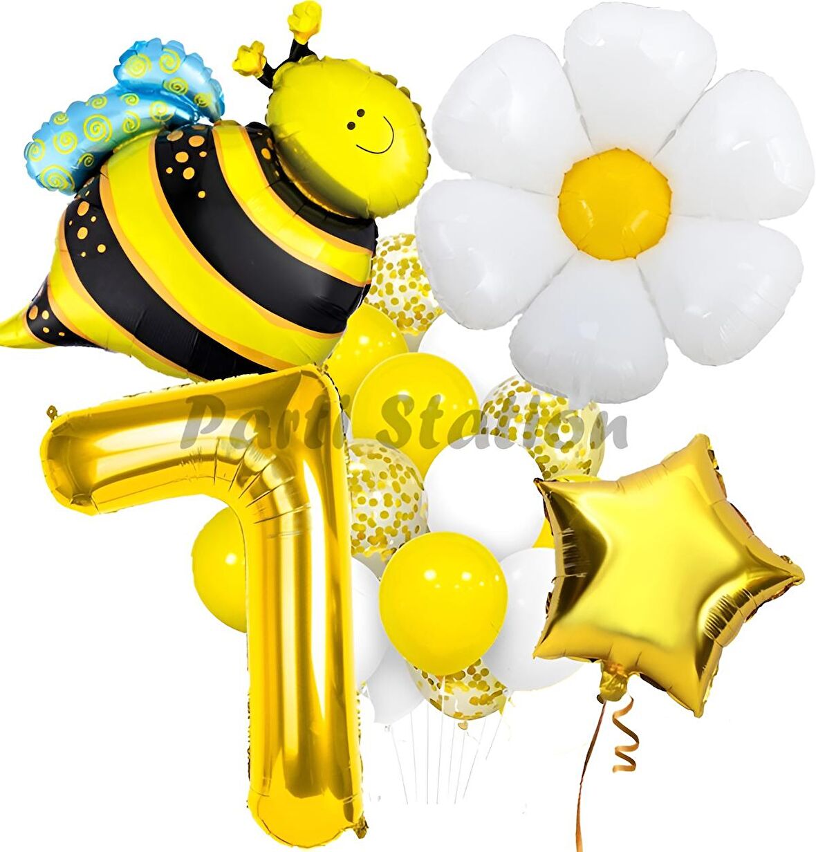 Bee Arı ve Papatya Konsept 7 Yaş Balon Set Bee Arı ve Papatya Tema Parti Doğum Günü Parti Balon Set